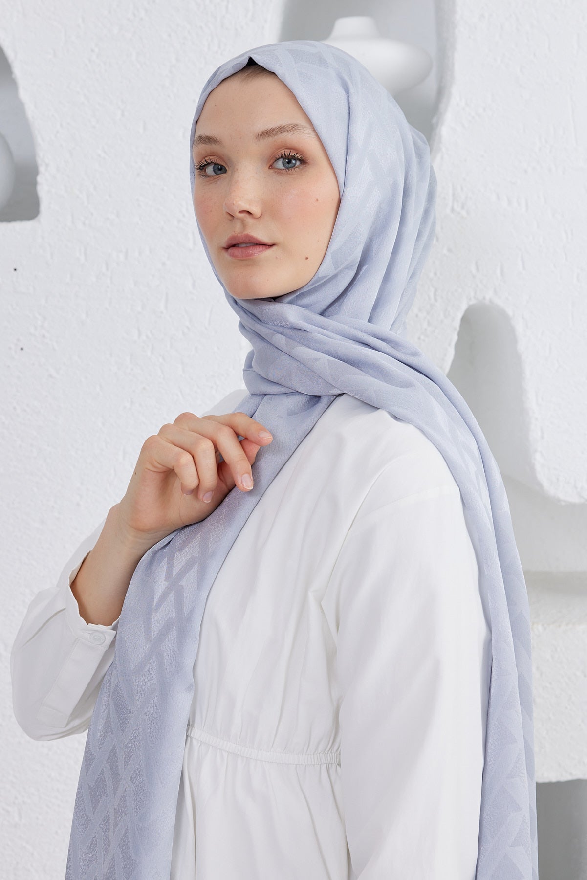 Jakar Janjan Line Desen Şal - Gümüş