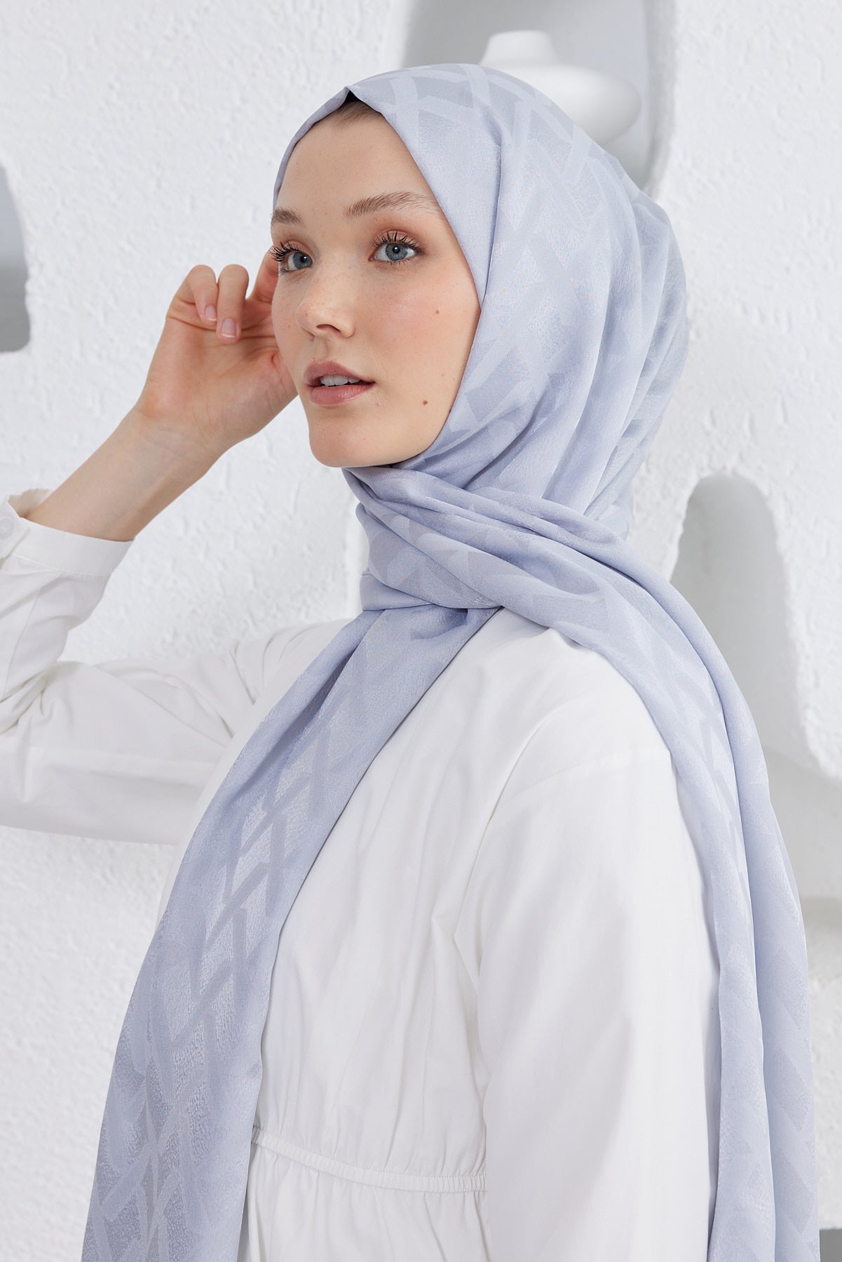 Jakar Janjan Line Desen Şal - Gümüş