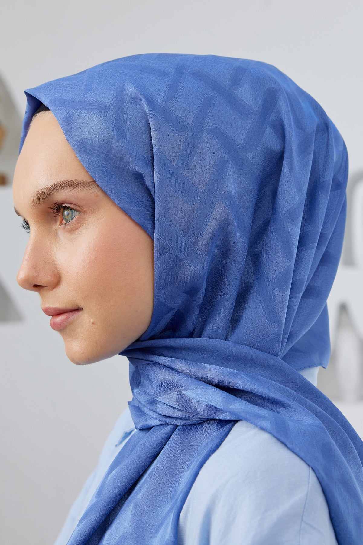 Jakar Janjan Line Desen Şal - Mavi