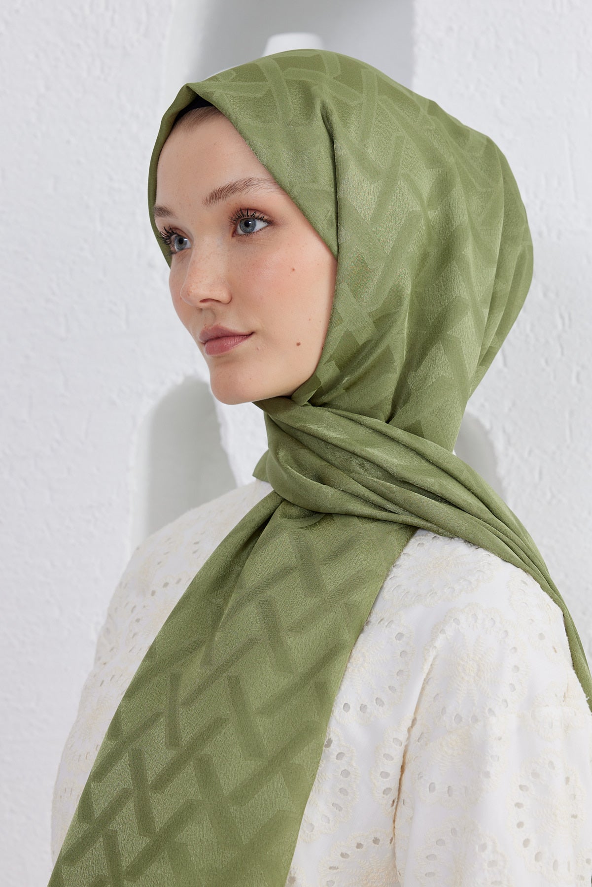 Jakar Janjan Line Desen Şal - Haki