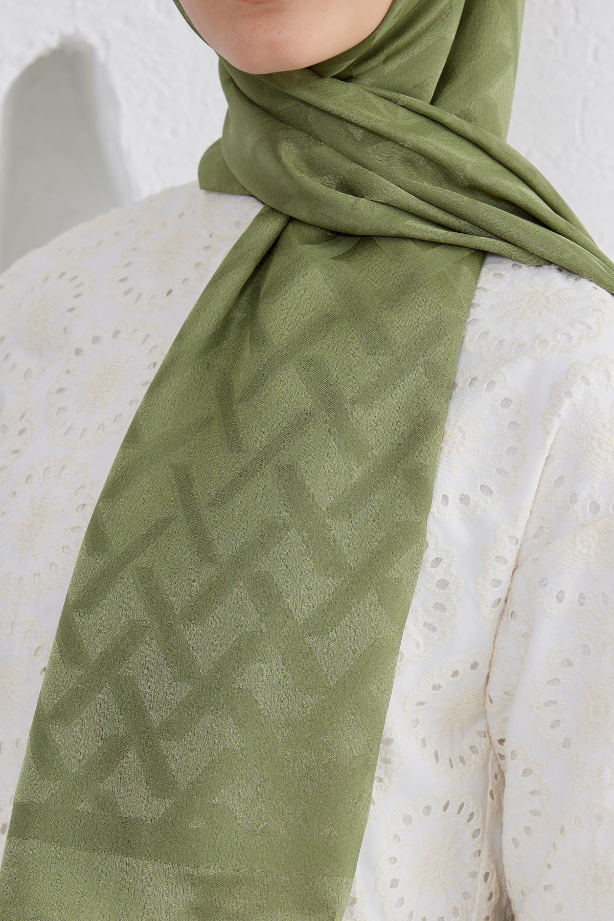 Jakar Janjan Line Desen Şal - Haki