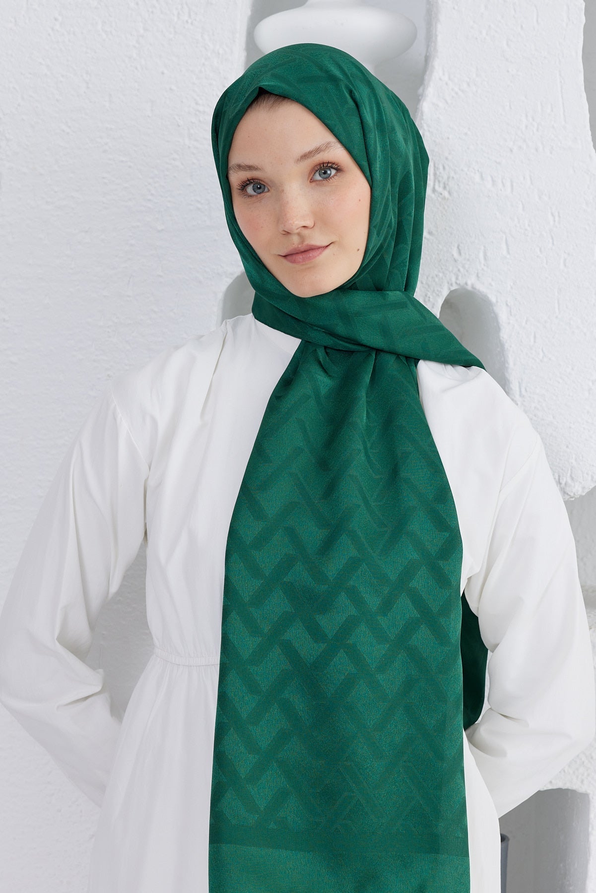 Jakar Janjan Line Desen Şal - Zümrüt