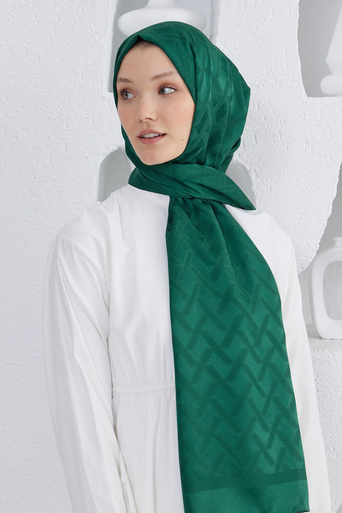 Jakar Janjan Line Desen Şal - Zümrüt