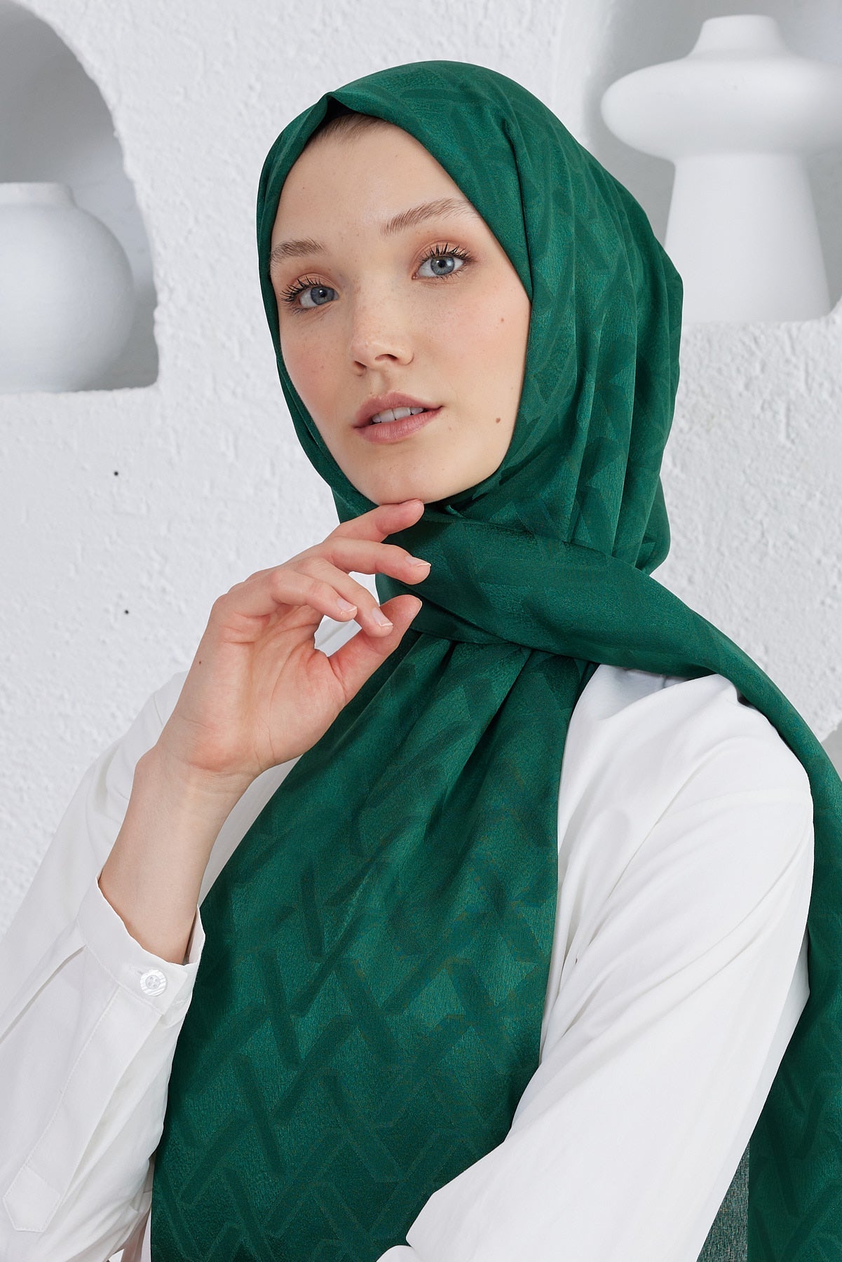 Jakar Janjan Line Desen Şal - Zümrüt