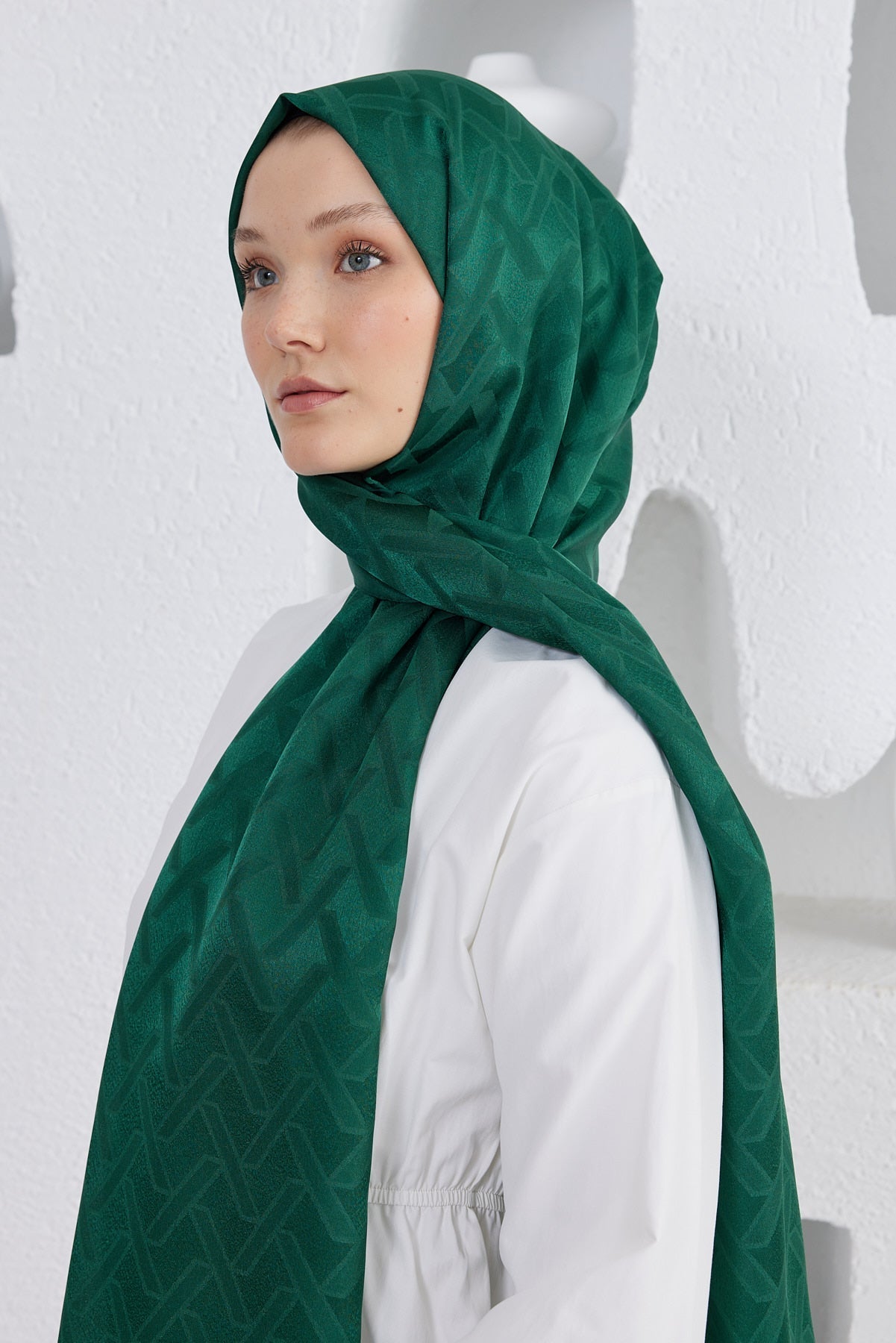 Jakar Janjan Line Desen Şal - Zümrüt