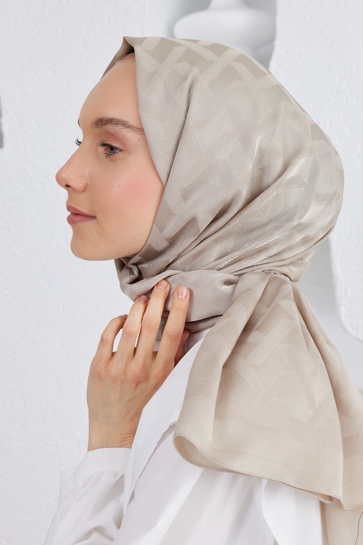 Jakar Janjan Line Desen Şal - Bej