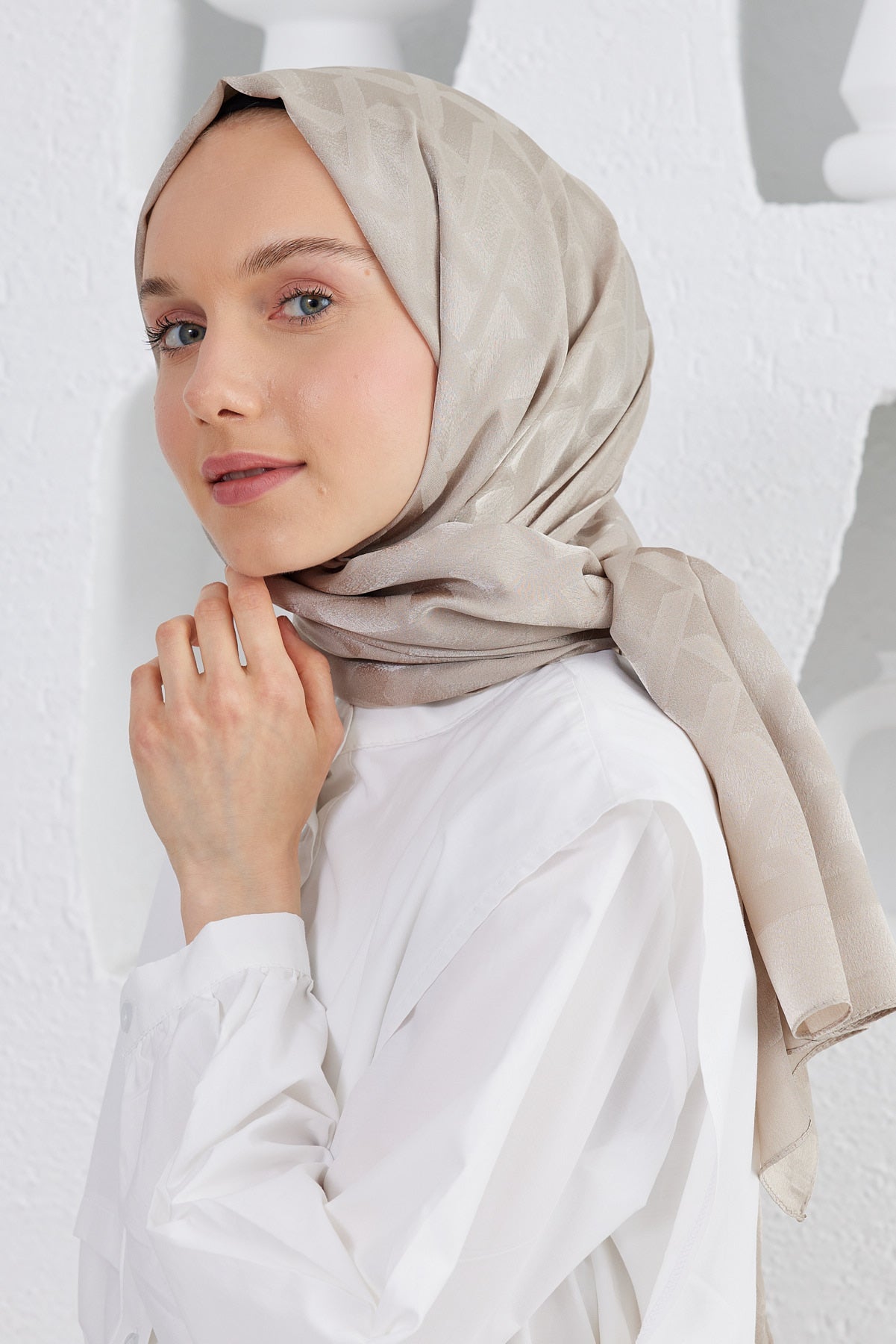 Jakar Janjan Line Desen Şal - Bej