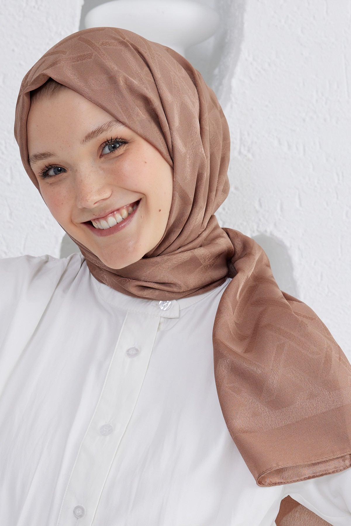 Jakar Janjan Line Desen Şal - Sütlü Kahve