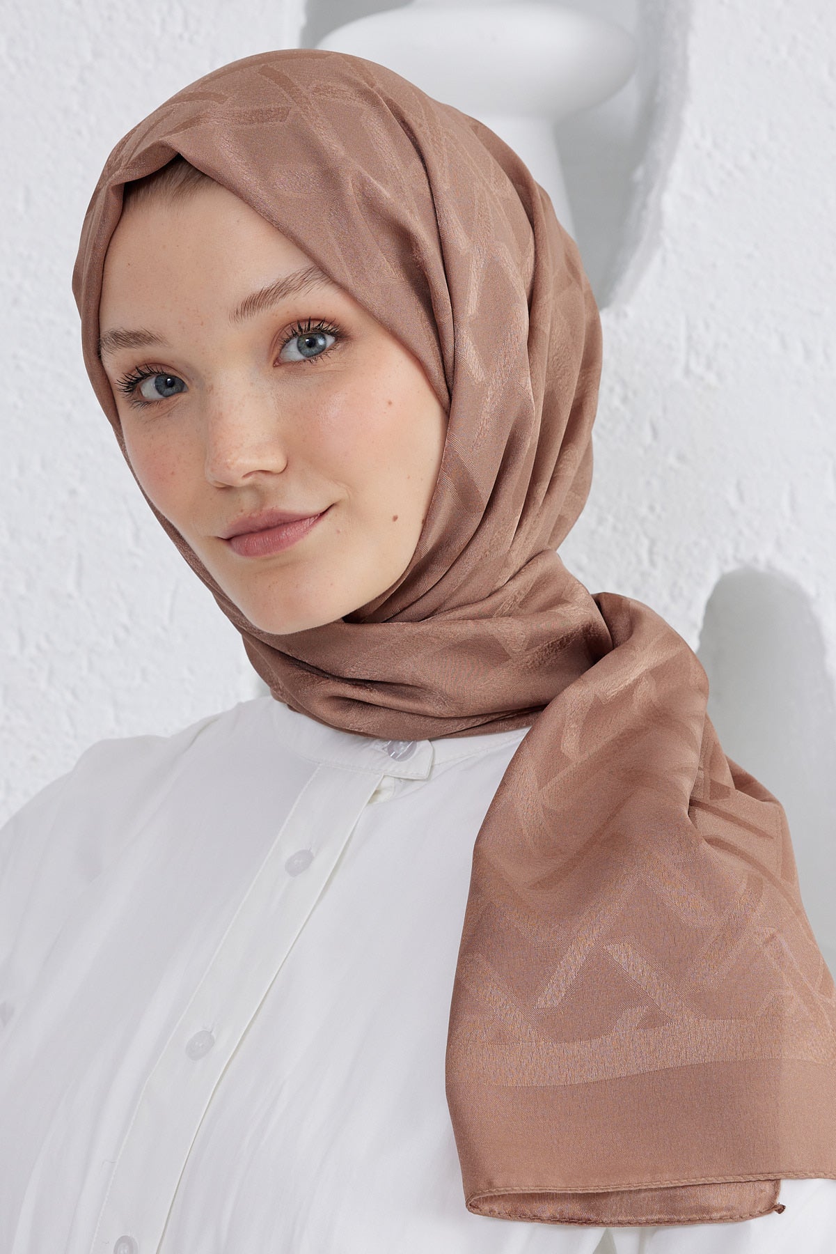 Jakar Janjan Line Desen Şal - Sütlü Kahve