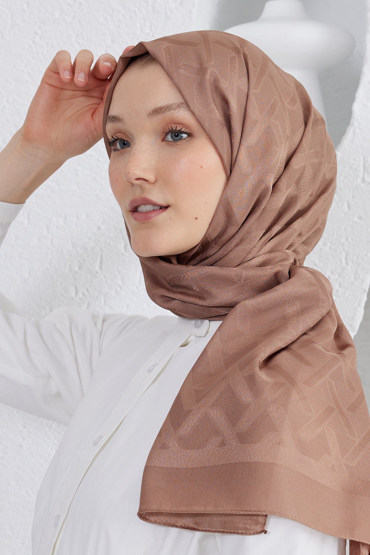 Jakar Janjan Line Desen Şal - Sütlü Kahve