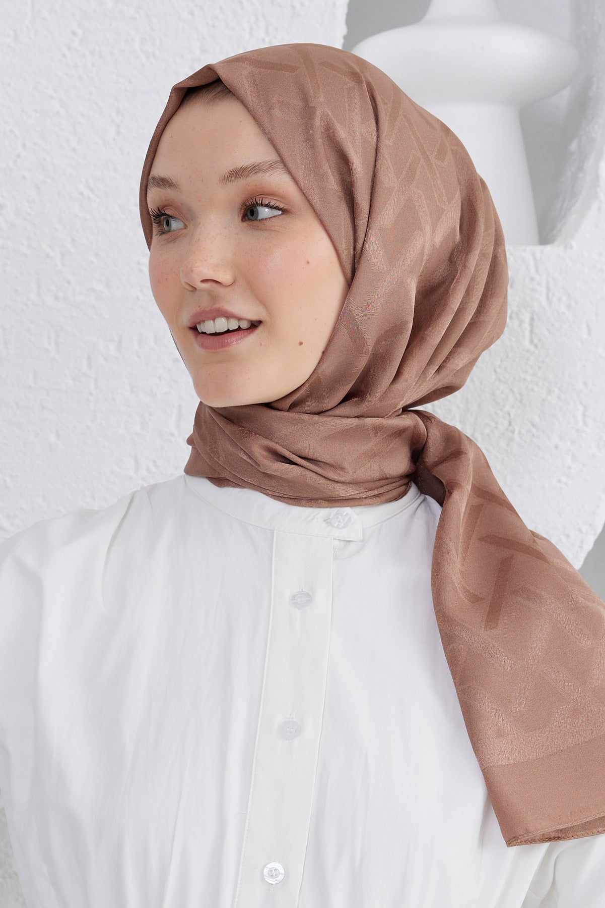 Jakar Janjan Line Desen Şal - Sütlü Kahve