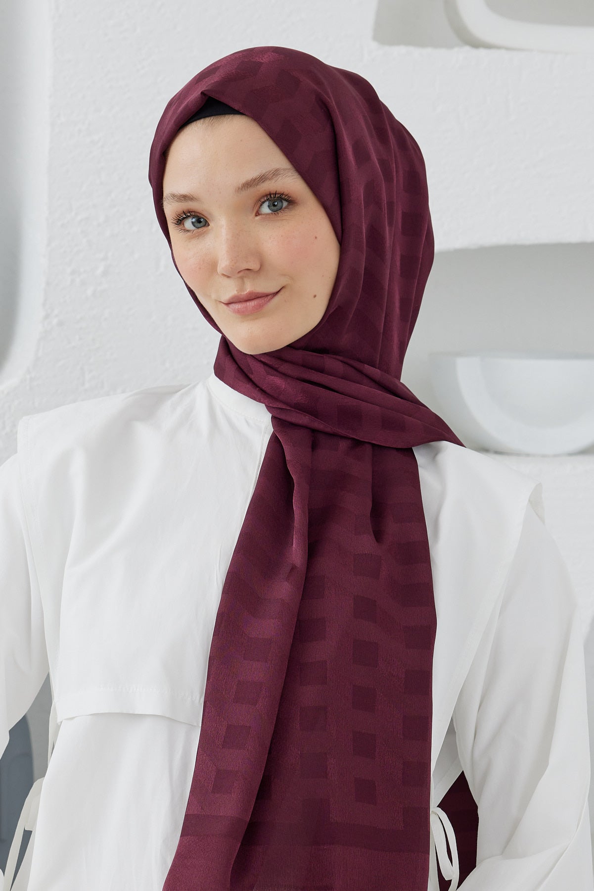 Jakar Janjan Mila Desen Şal - Bordo