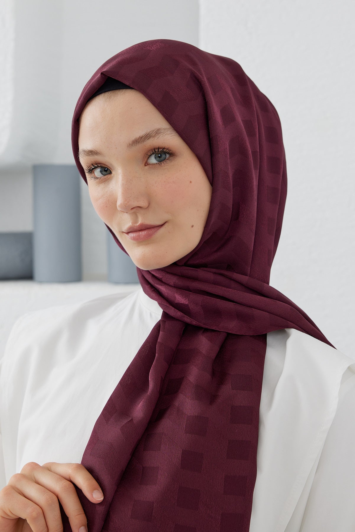 Jakar Janjan Mila Desen Şal - Bordo