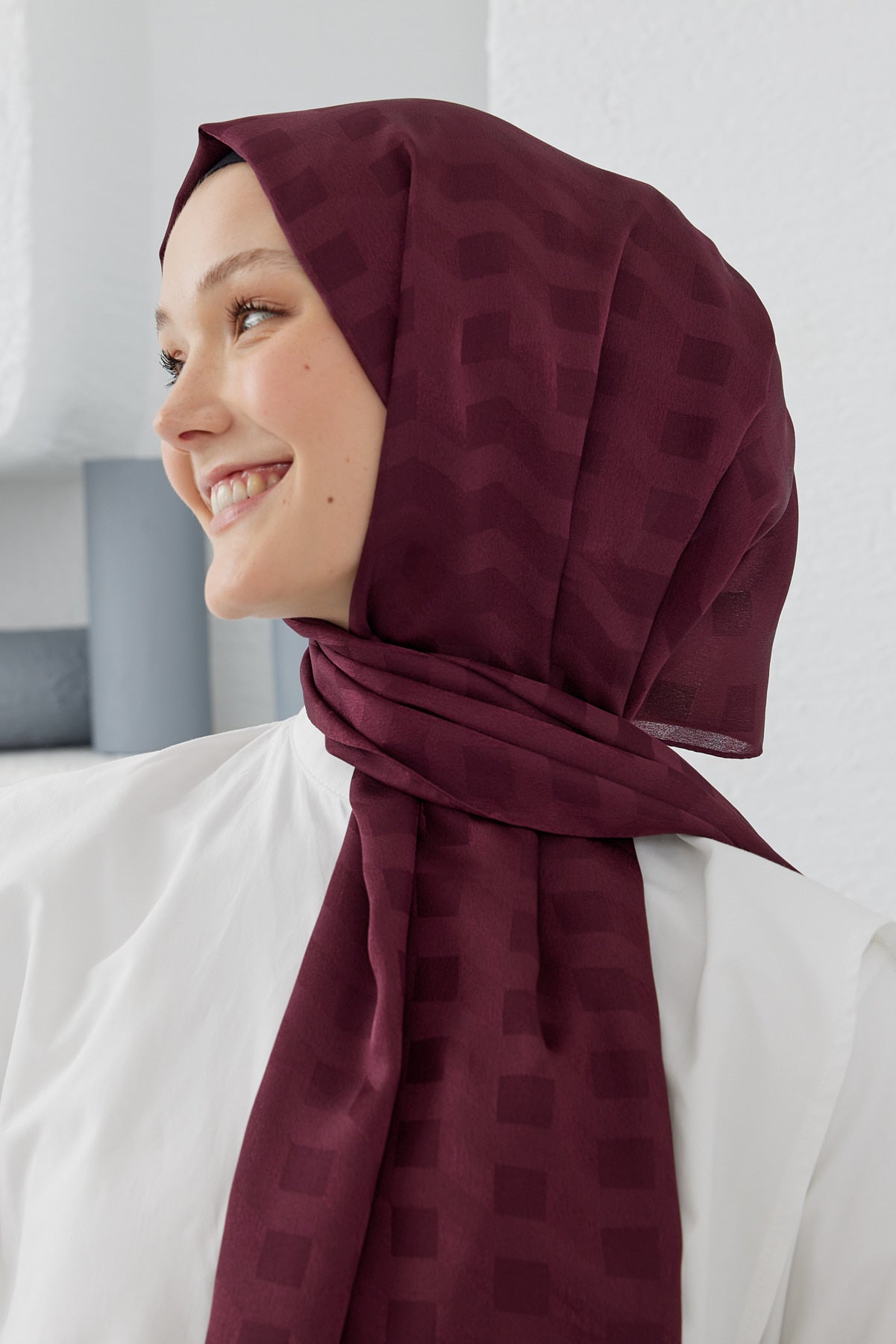 Jakar Janjan Mila Desen Şal - Bordo