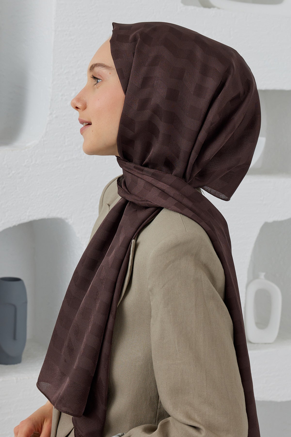 Jakar Janjan Mila Desen Şal - Acı Kahve