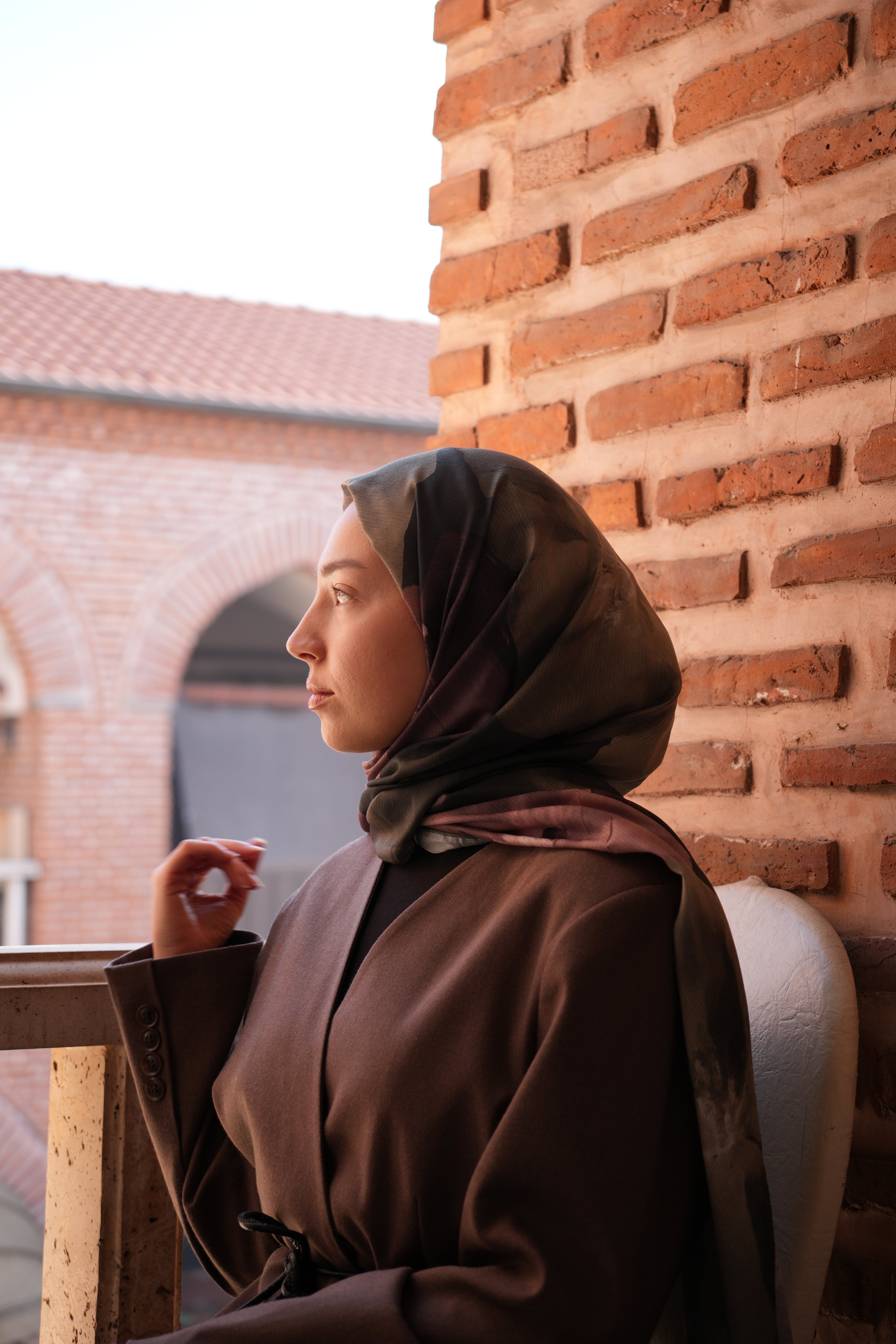 Yaprak Desenli Pamuk Şal