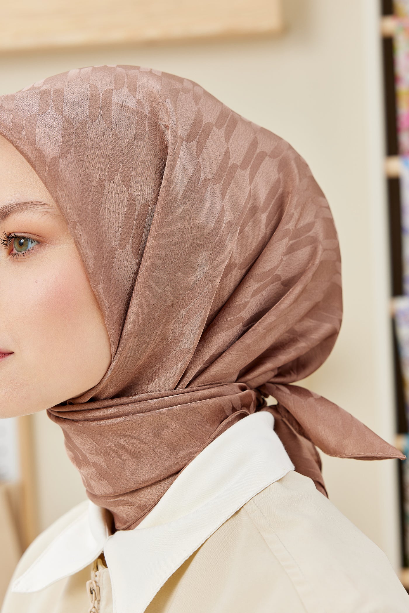 Jakar Janjan Zincir Desen Eşarp - Kahverengi