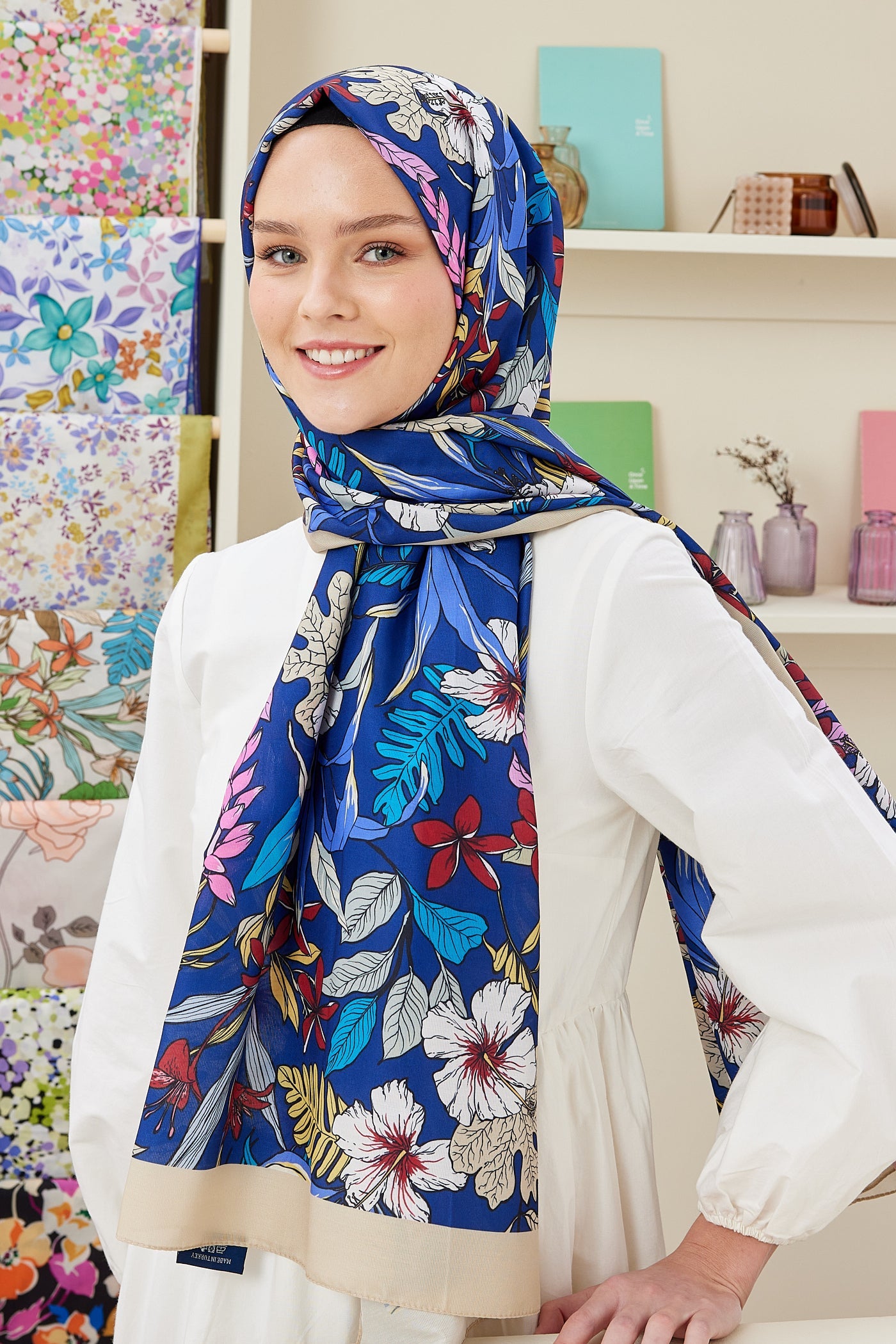 Pro Line Viola Desen Şal - Saks