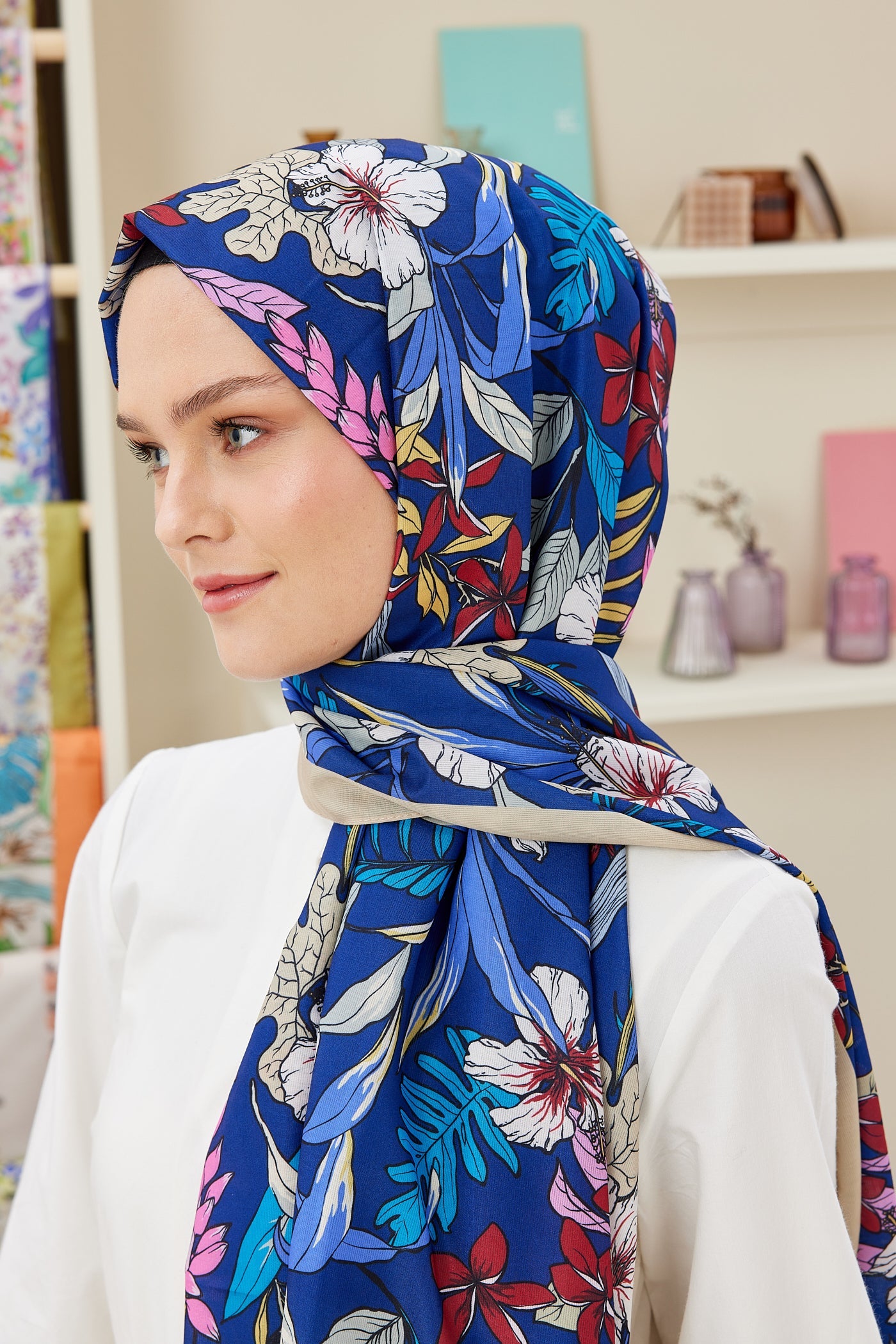 Pro Line Viola Desen Şal - Saks