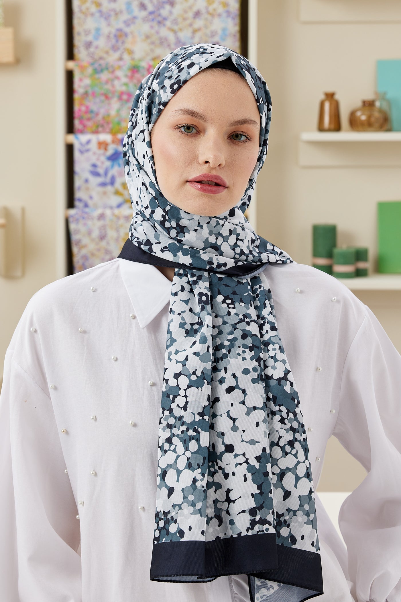 Pro Line Lavin Desen Şal - Siyah - Füme