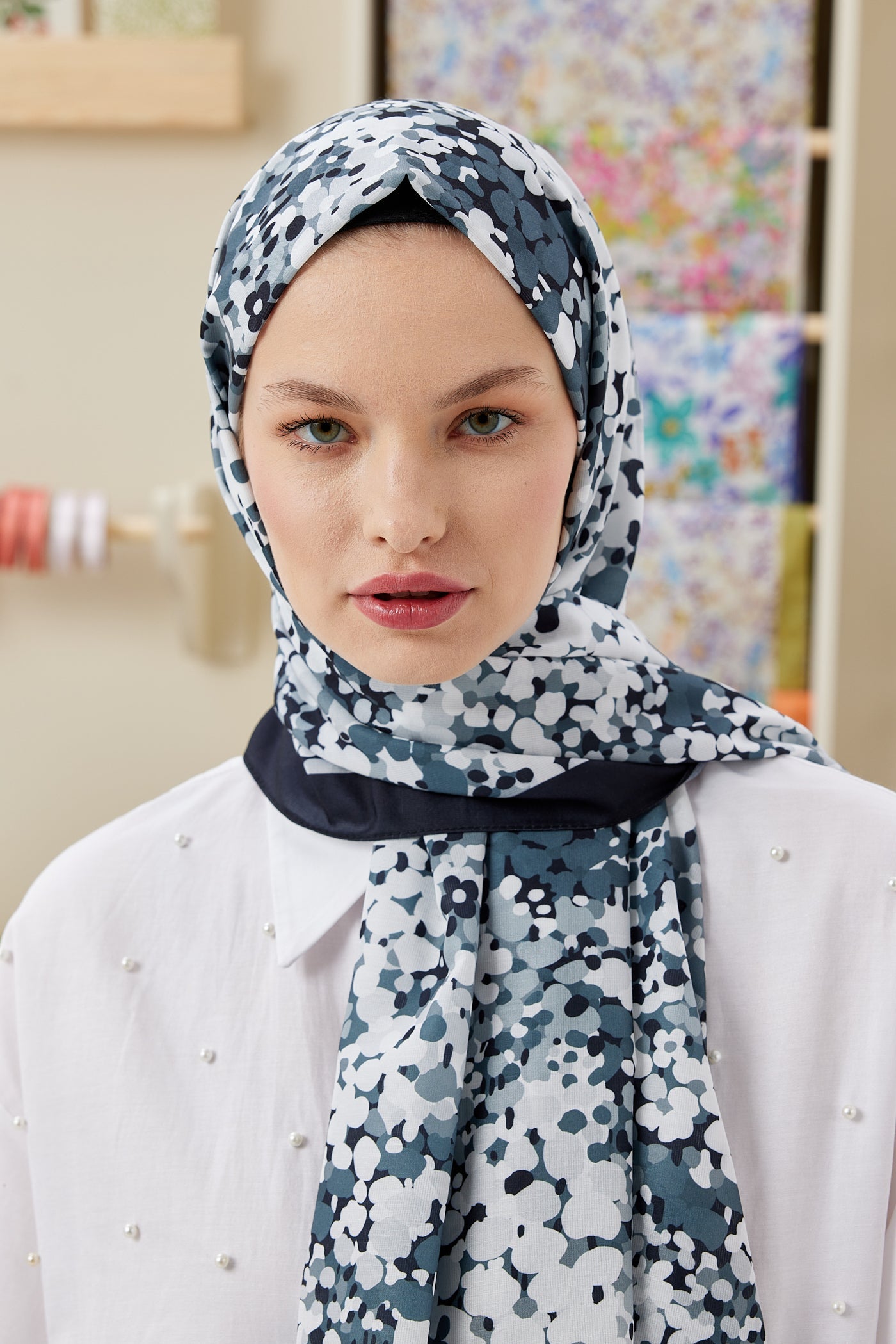 Pro Line Lavin Desen Şal - Siyah - Füme