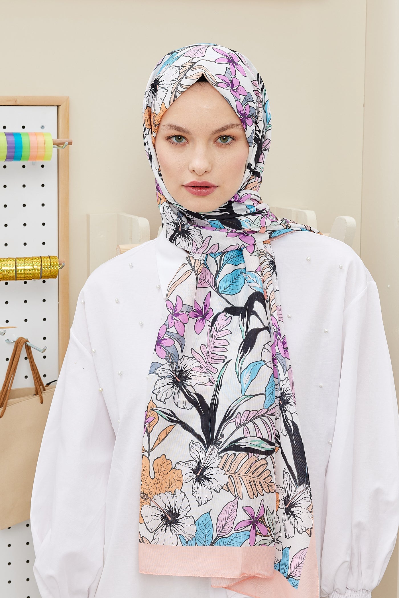 Pro Line Viola Desen Şal - Şeker Pembe