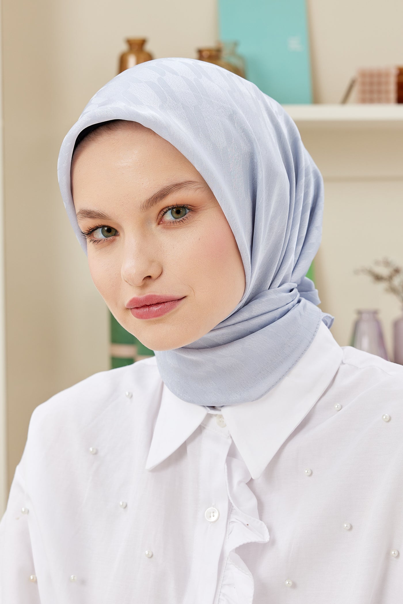 Jakar Janjan Zincir Desen Eşarp - Gümüş