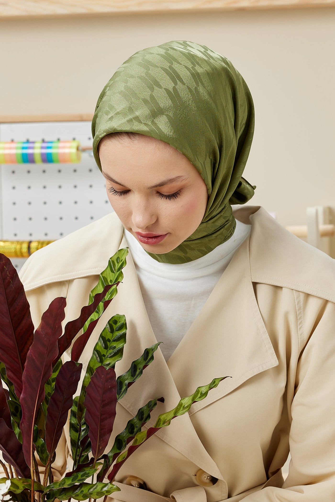 Jakar Janjan Zincir Desen Eşarp - Haki