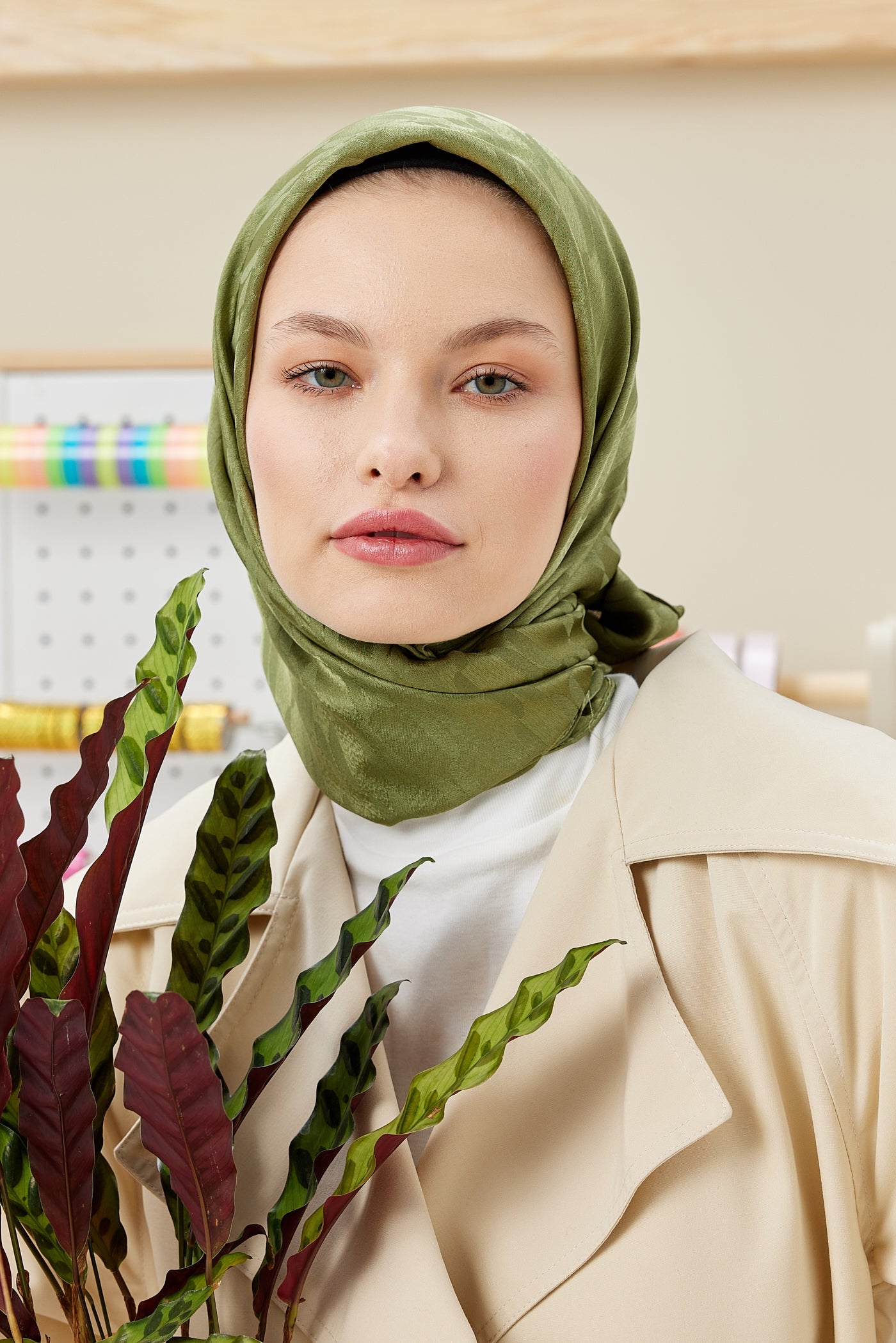 Jakar Janjan Zincir Desen Eşarp - Haki