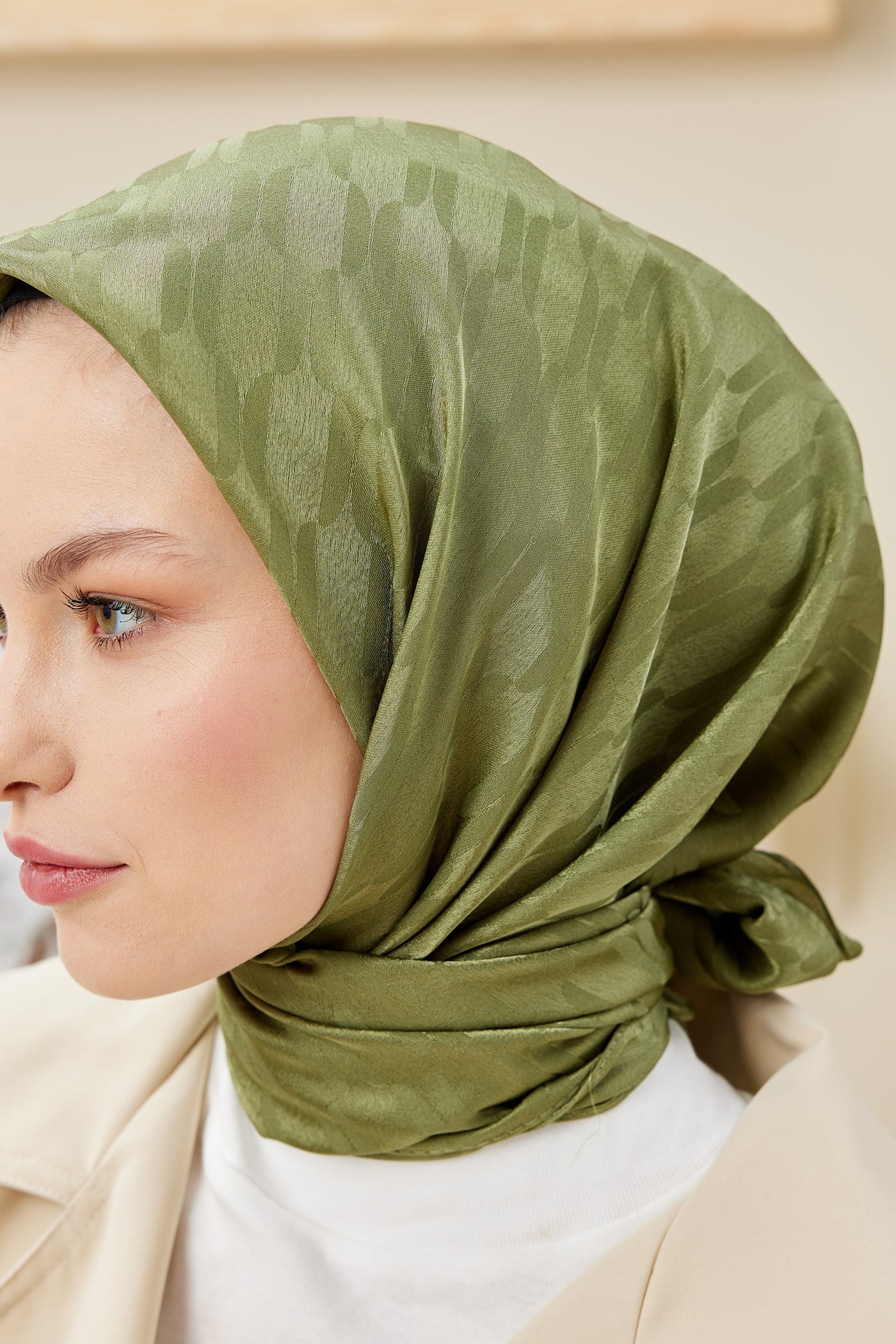 Jakar Janjan Zincir Desen Eşarp - Haki