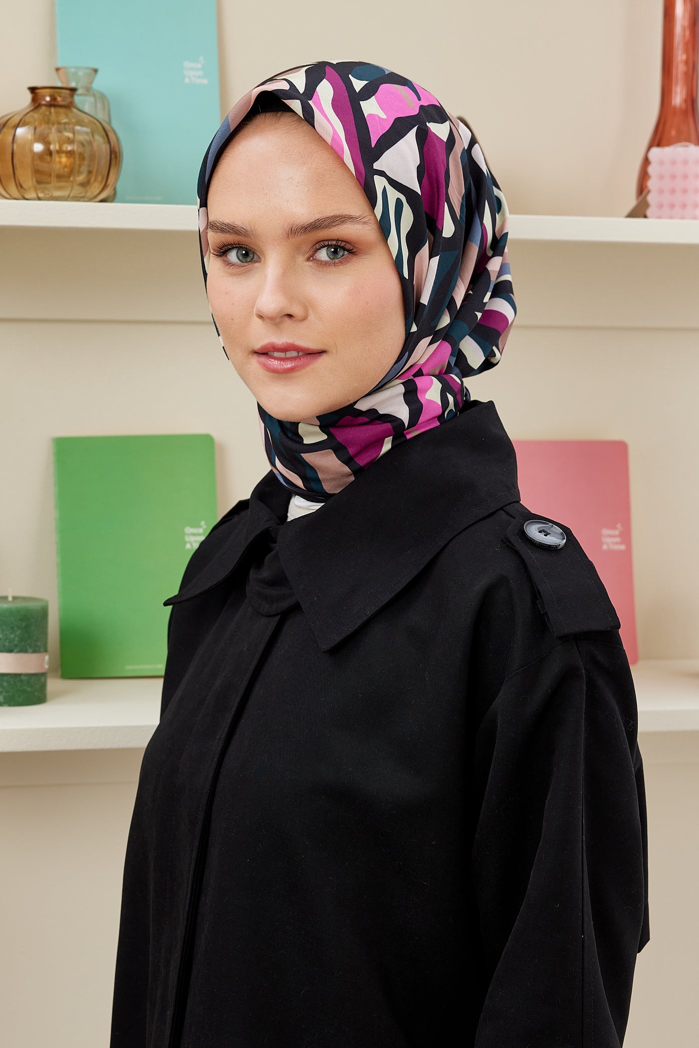 Pro Line Chloe Desen Eşarp - Siyah - Füme