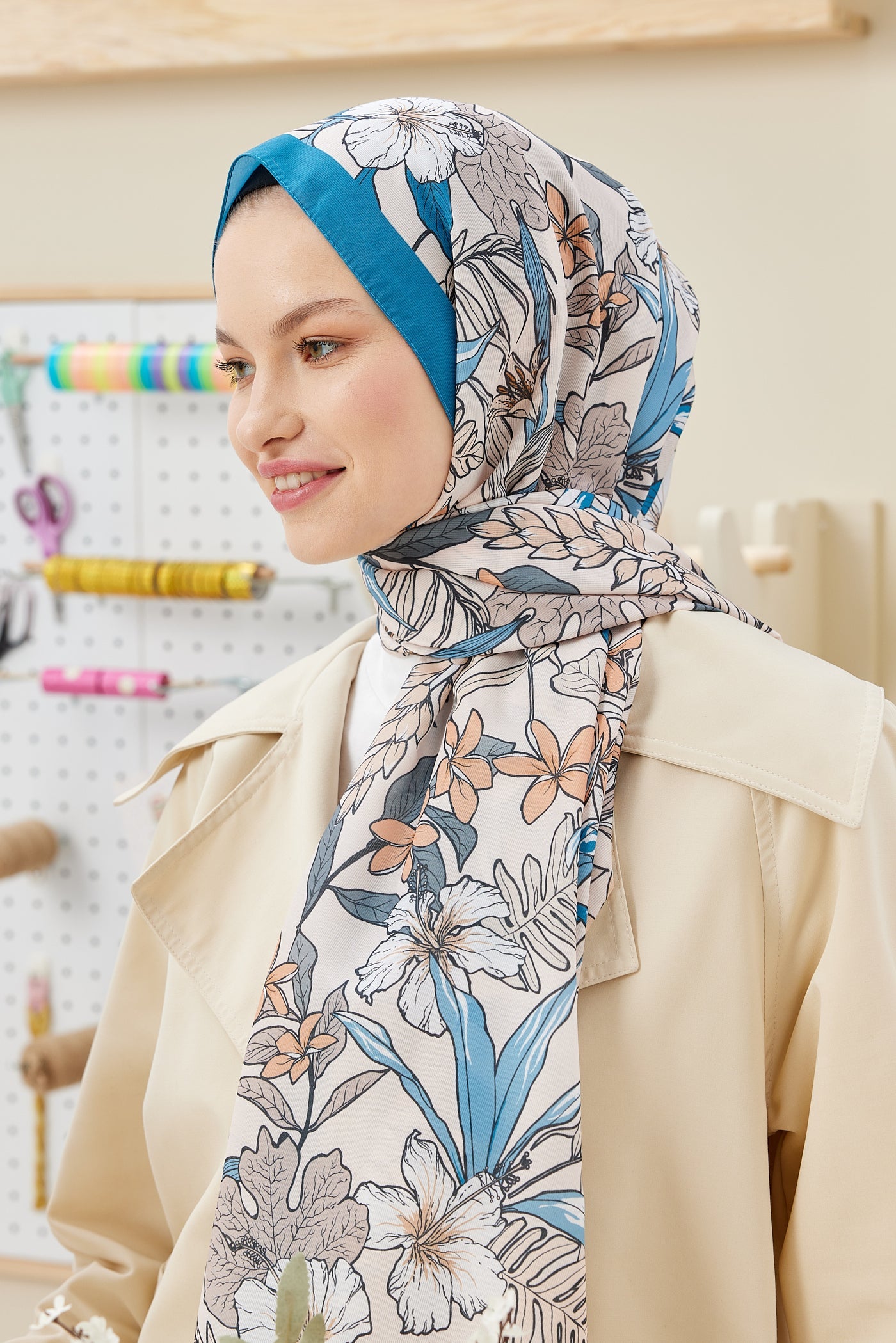 Pro Line Viola Desen Şal - Gök Mavisi