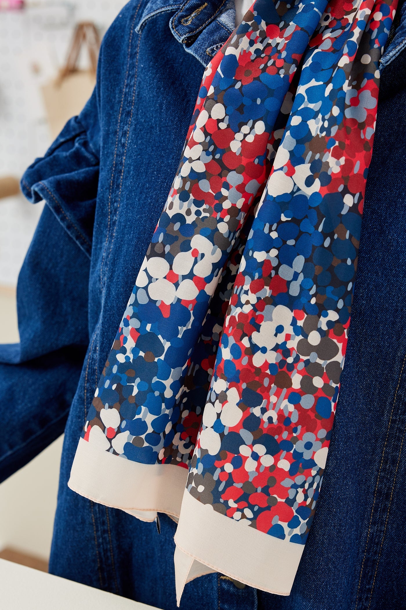 Pro Line Lavin Desen Şal - Kırmızı - Lacivert