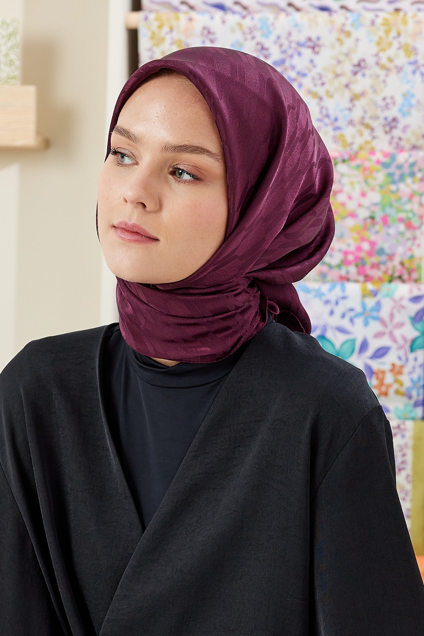 Jakar Janjan Zincir Desen Eşarp - Mürdüm