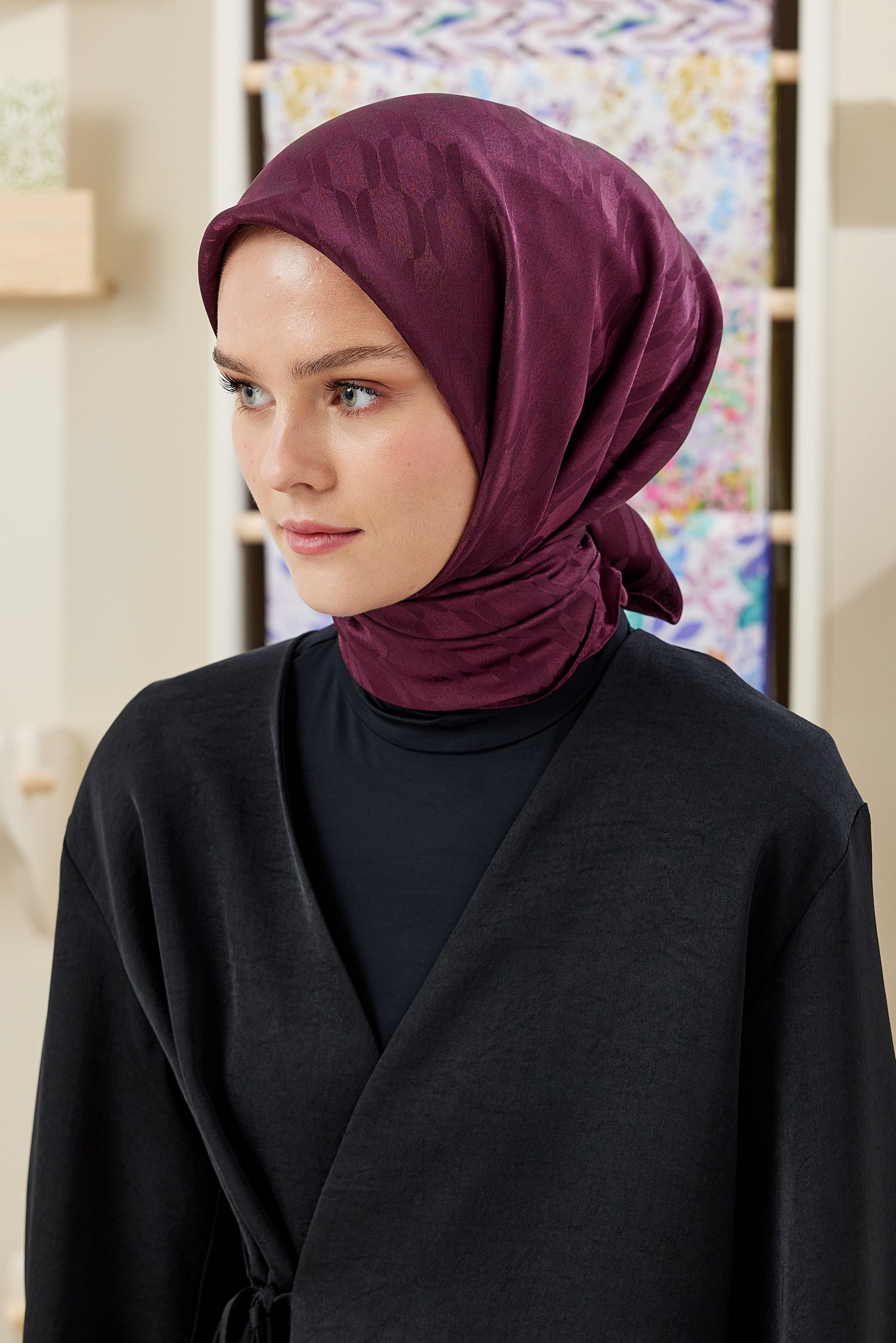 Jakar Janjan Zincir Desen Eşarp - Mürdüm