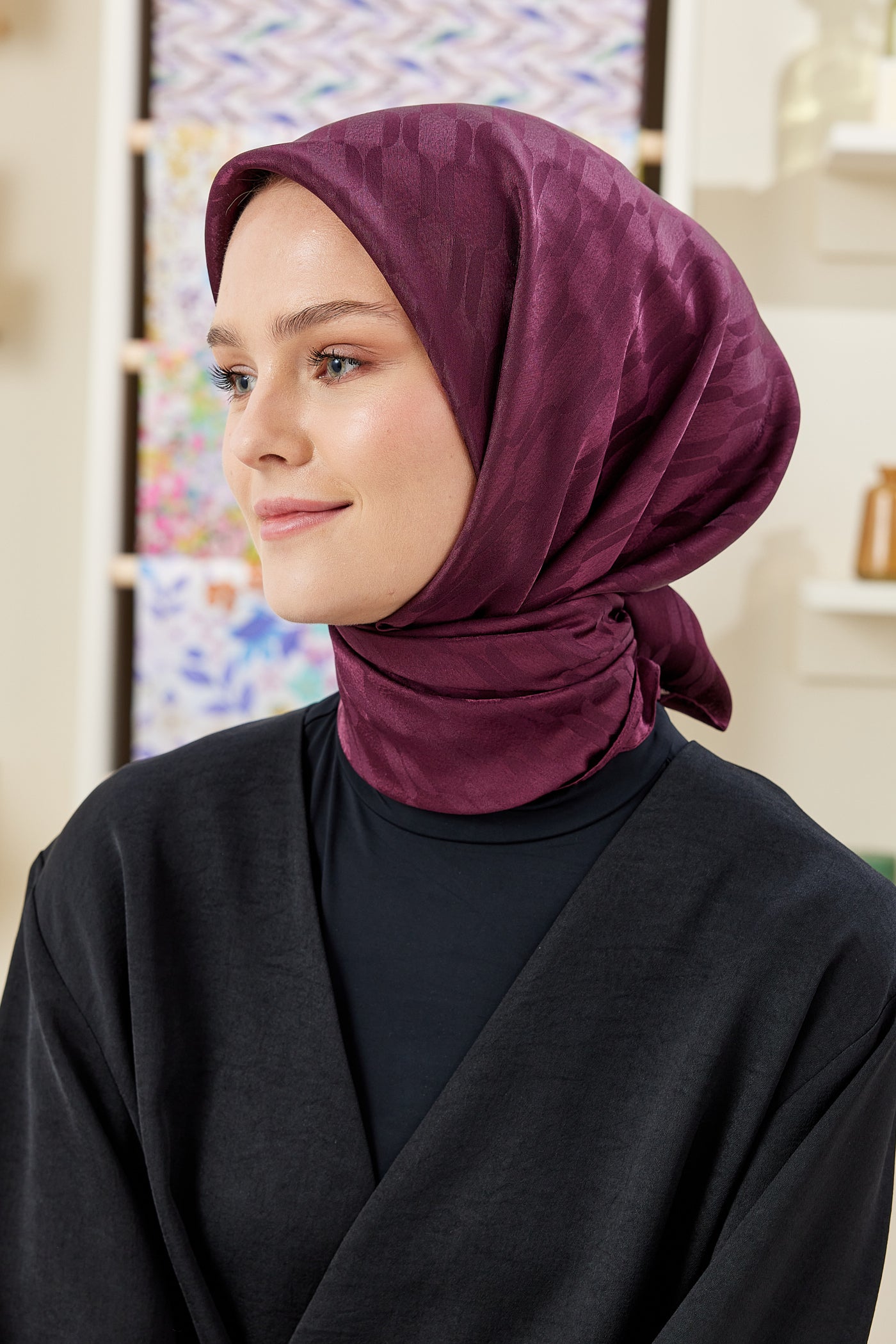 Jakar Janjan Zincir Desen Eşarp - Mürdüm