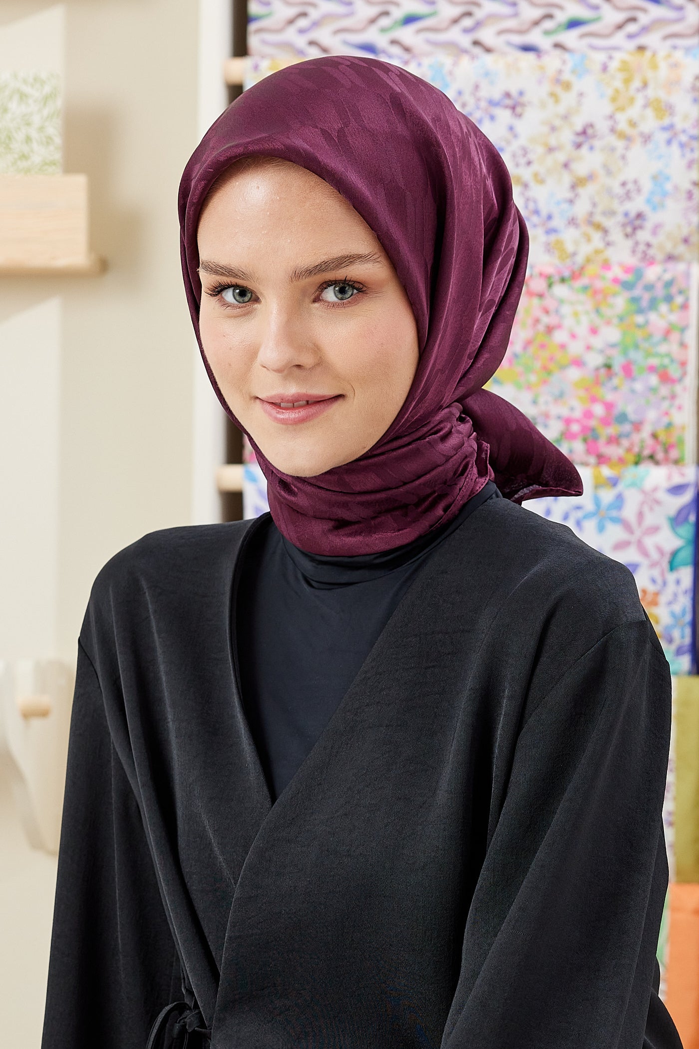 Jakar Janjan Zincir Desen Eşarp - Mürdüm