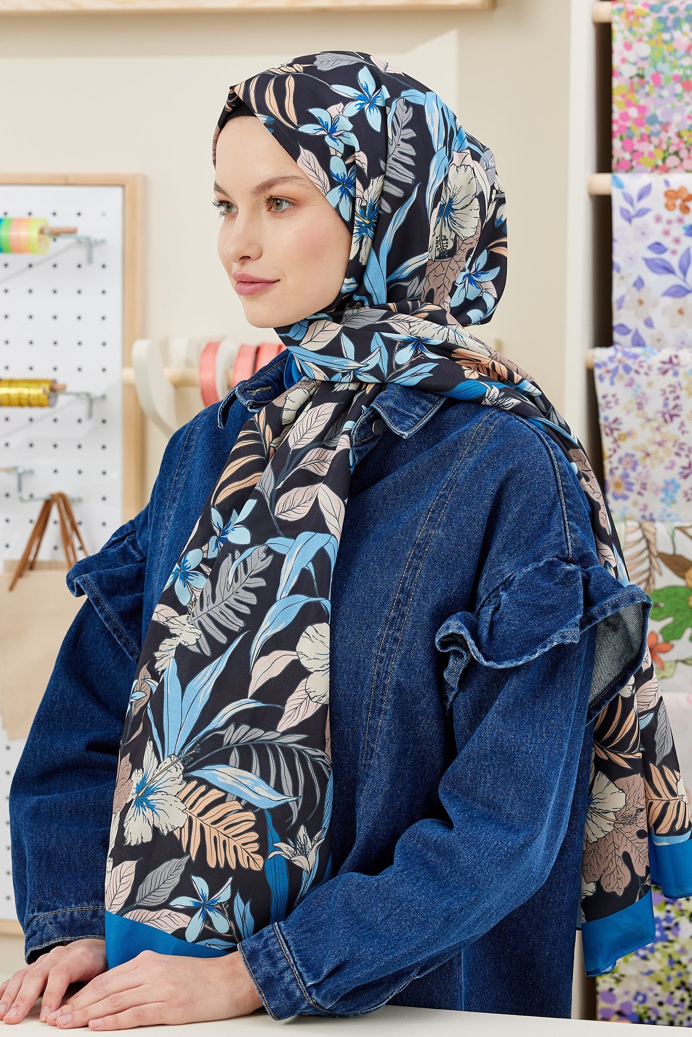 Pro Line Viola Desen Şal - Lacivert