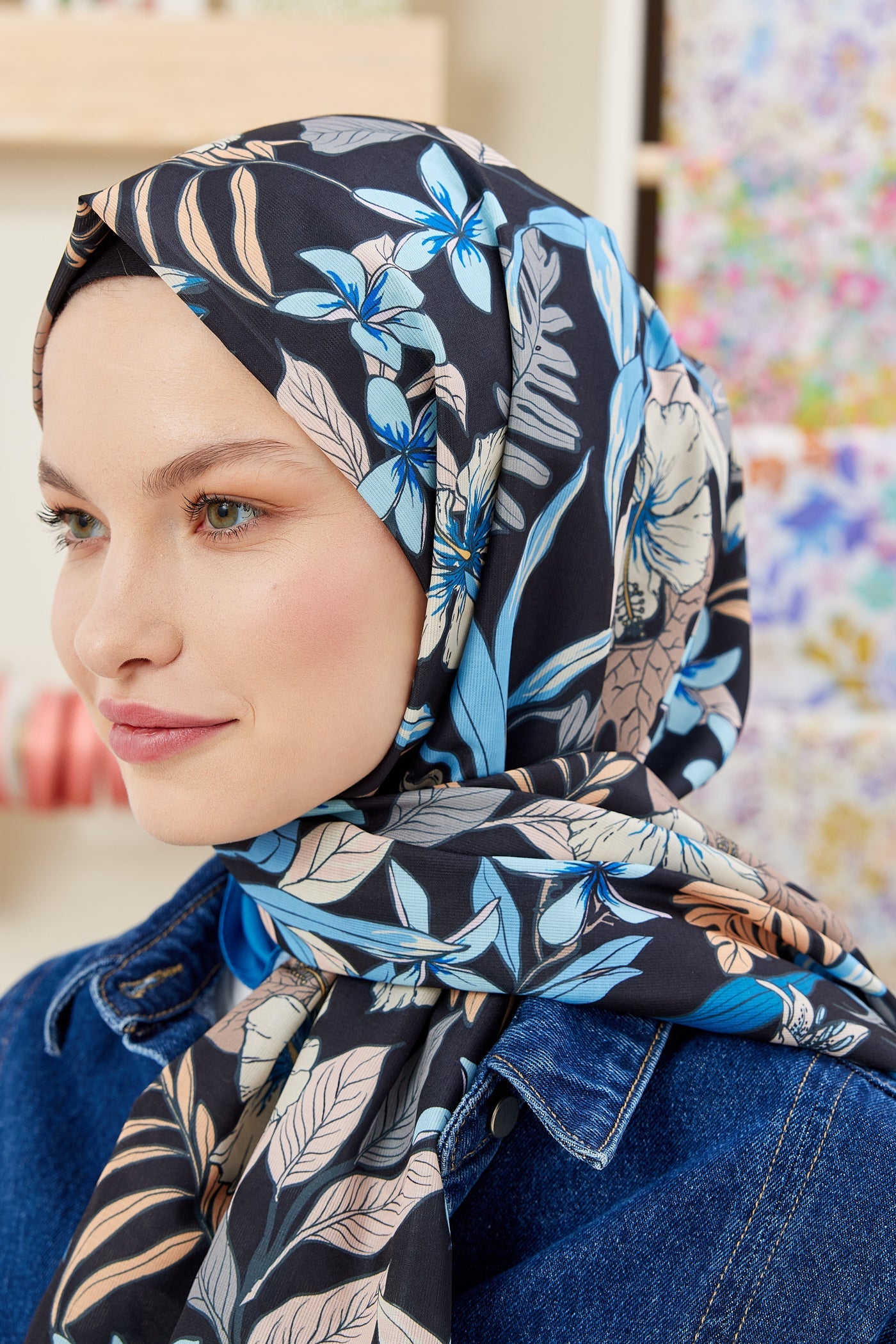 Pro Line Viola Desen Şal - Lacivert