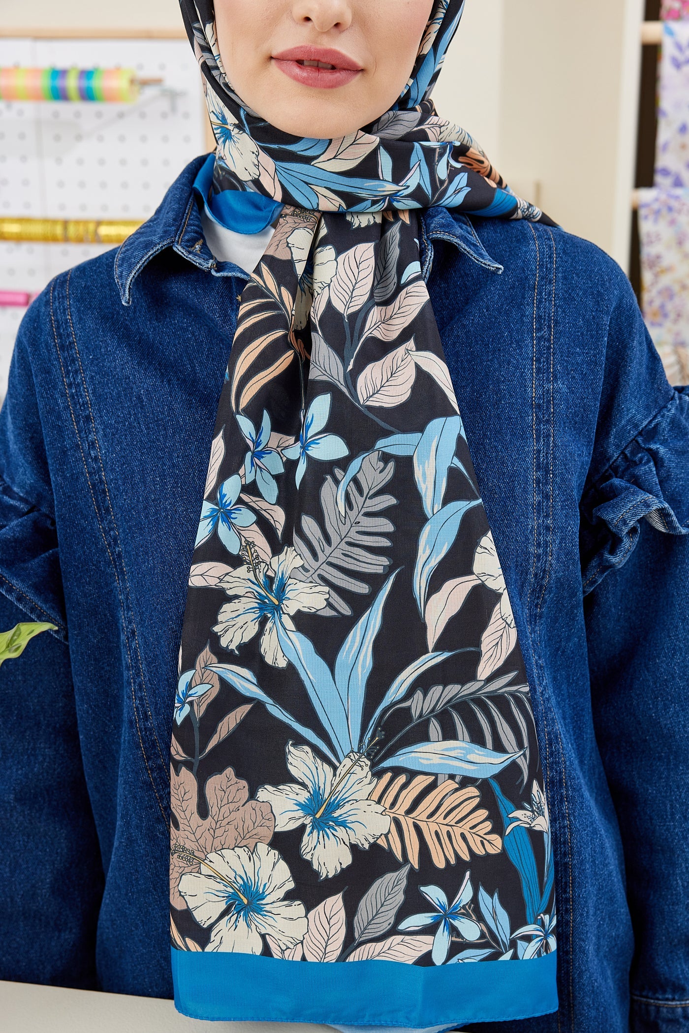 Pro Line Viola Desen Şal - Lacivert