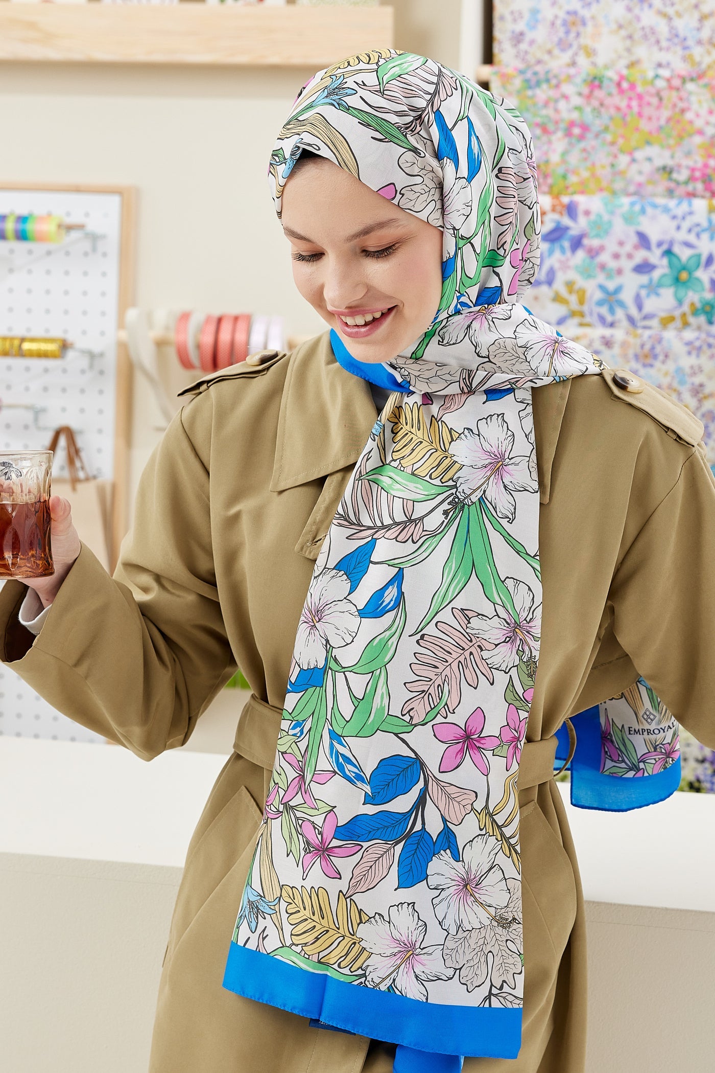 Pro Line Viola Desen Şal - Mavi