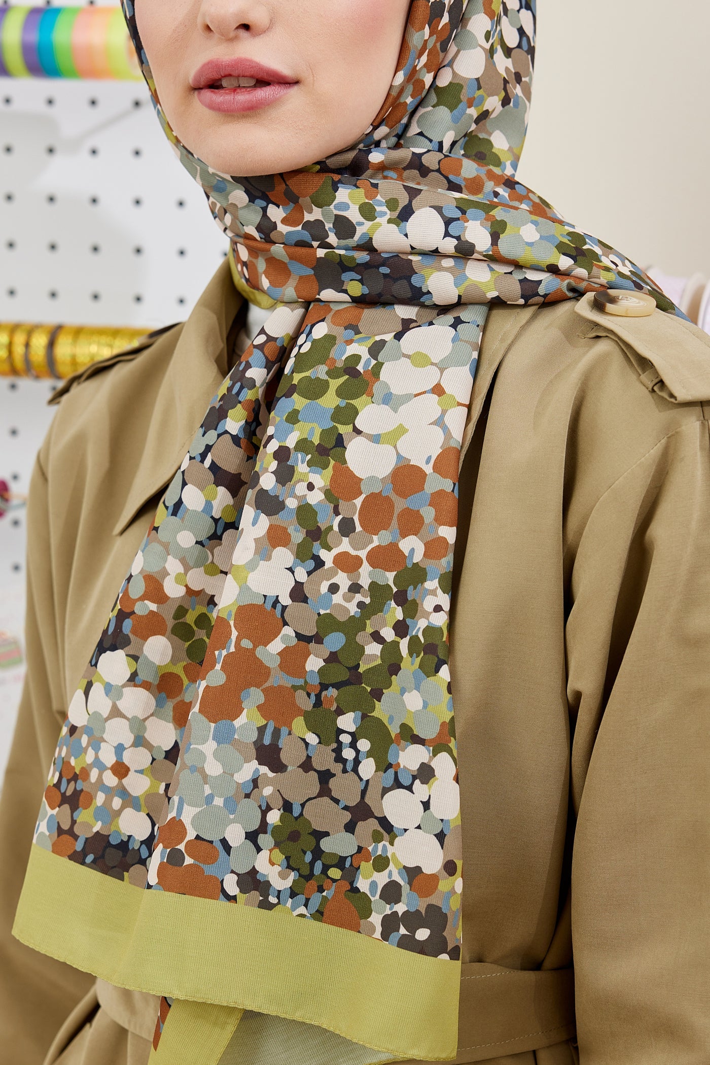 Pro Line Lavin Desen Şal - Yağ Yeşili