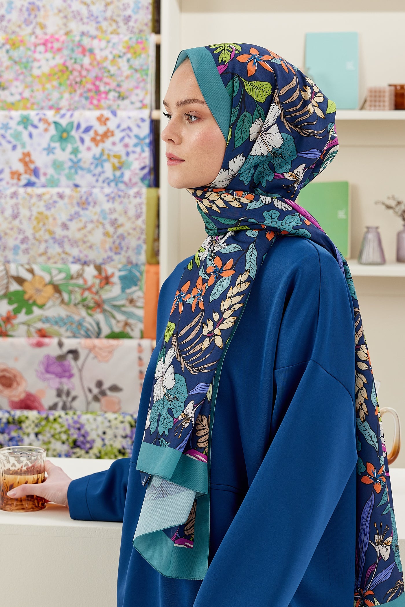 Pro Line Viola Desen Şal - Turkuaz