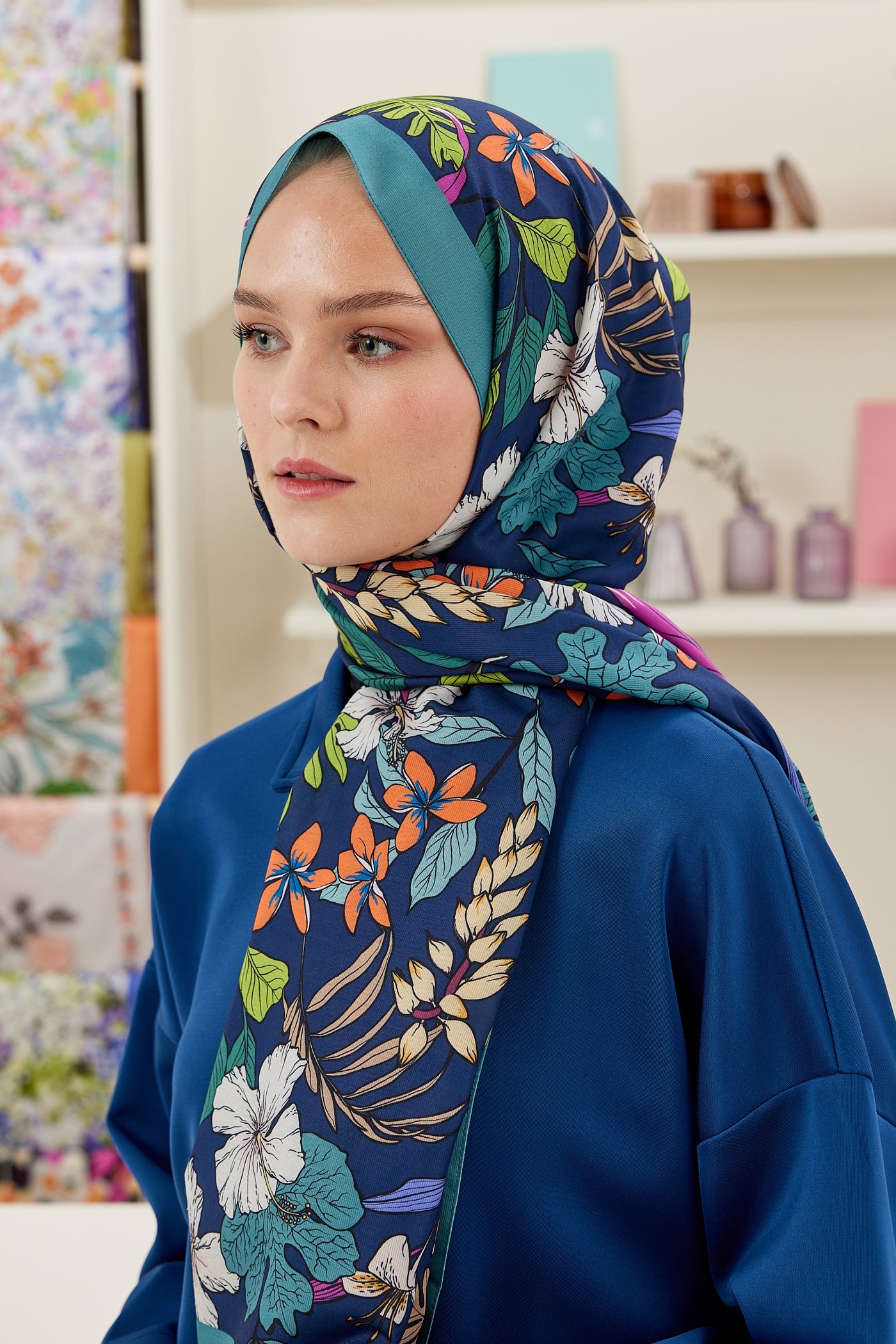 Pro Line Viola Desen Şal - Turkuaz