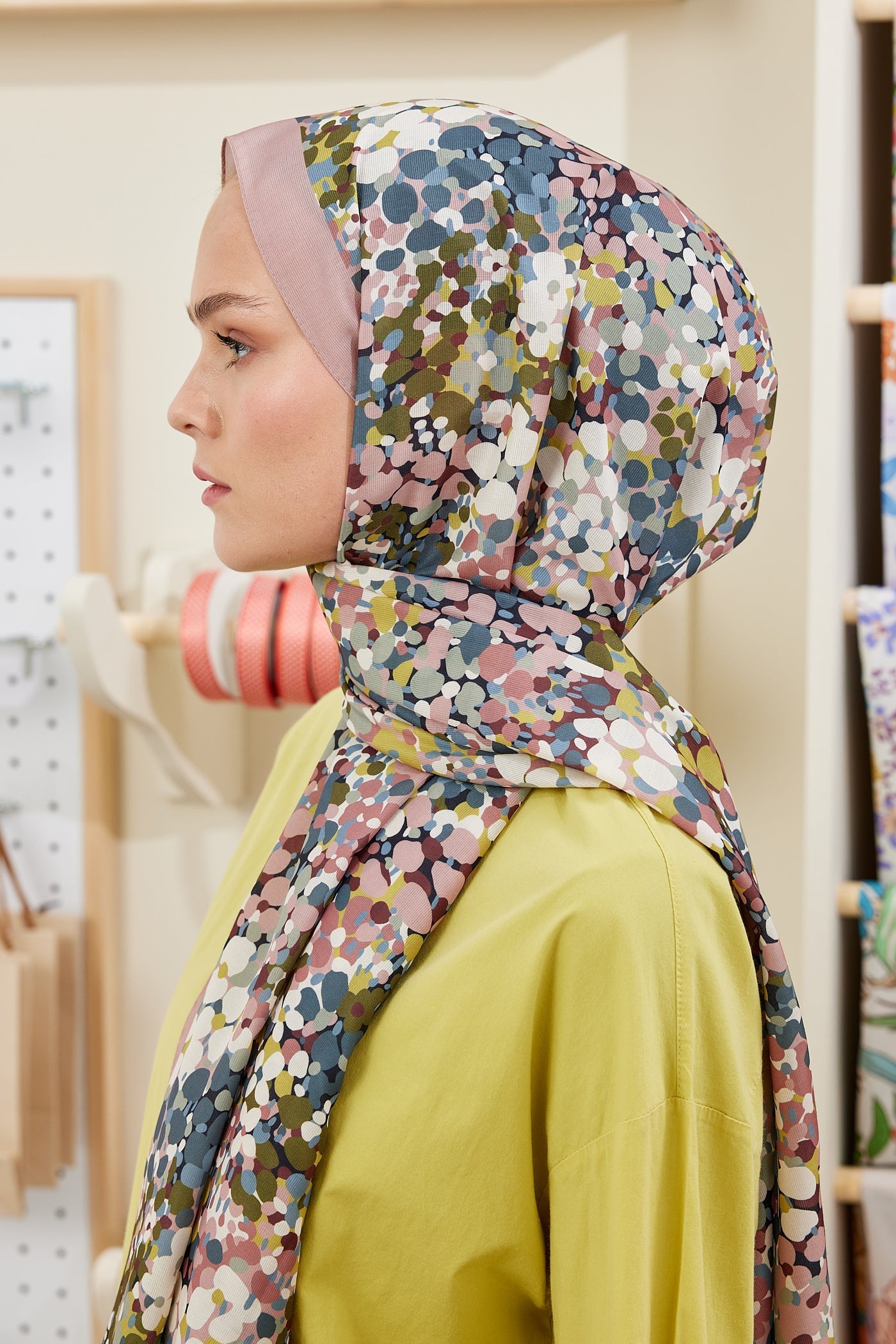 Pro Line Lavin Desen Şal - Gül Kurusu - Krem