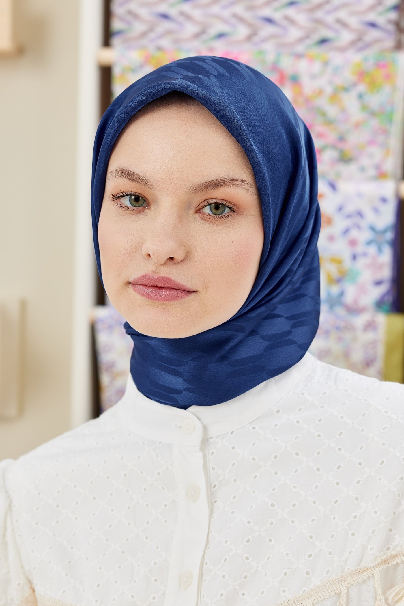 Jakar Janjan Zincir Desen Eşarp - Gece Mavisi