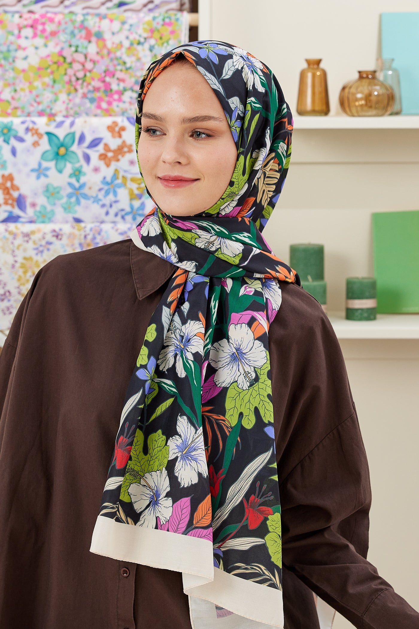 Pro Line Viola Desen Şal - Krem