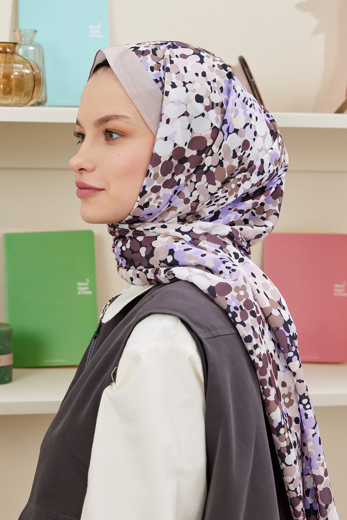 Pro Line Lavin Desen Şal - Vizon - Kahverengi