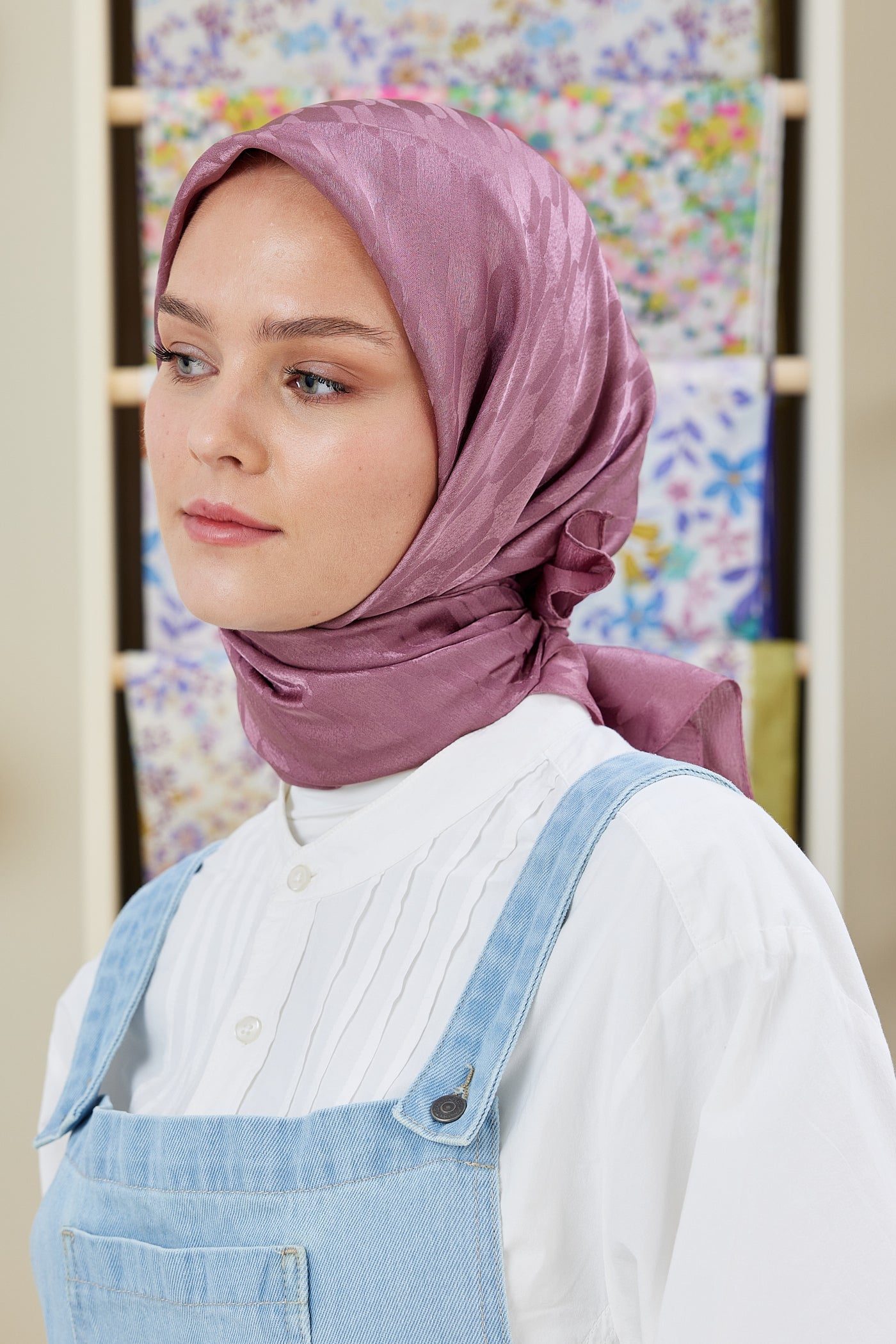 Jakar Janjan Zincir Desen Eşarp - Gül Kurusu