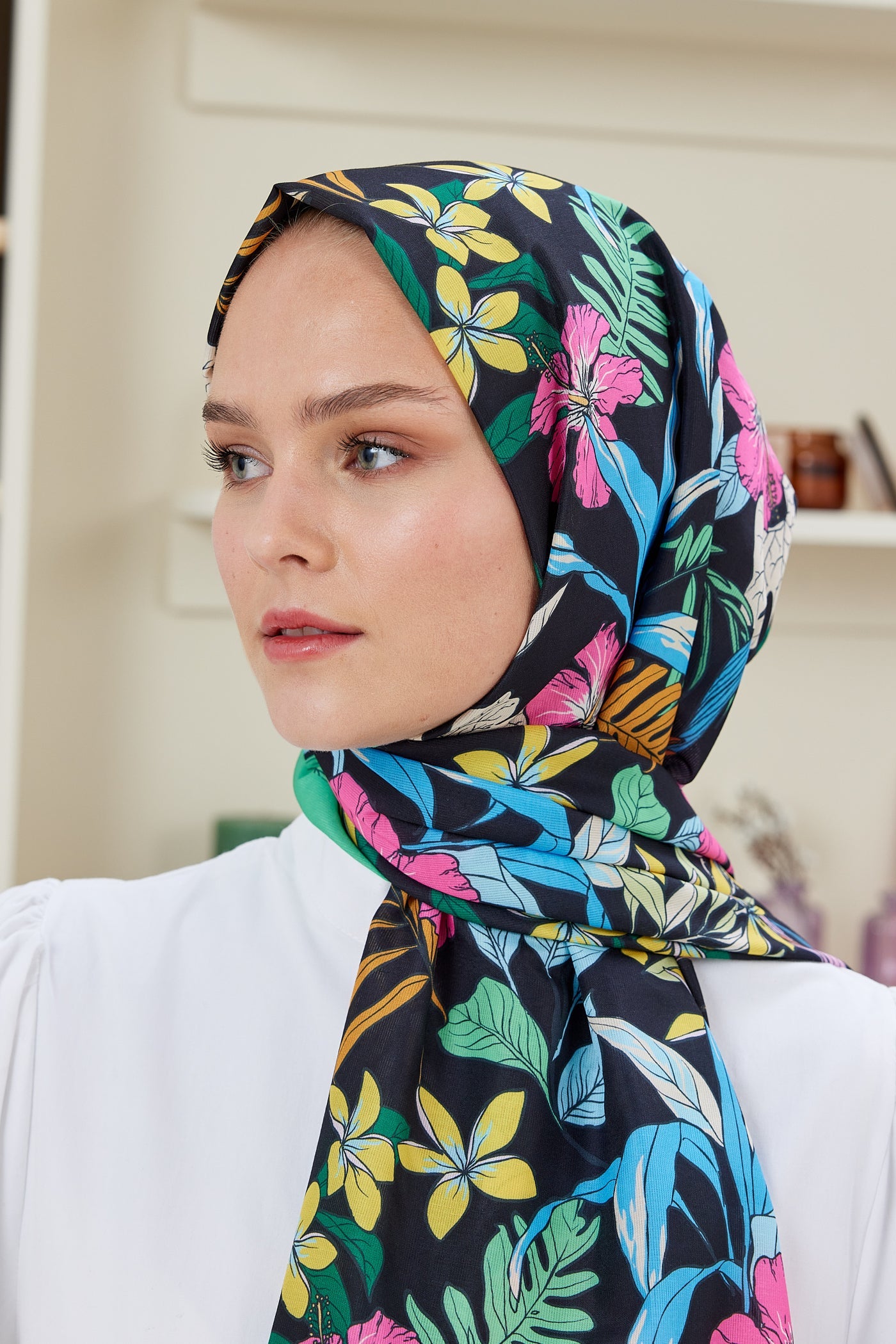 Pro Line Viola Desen Şal - Mint Yeşili